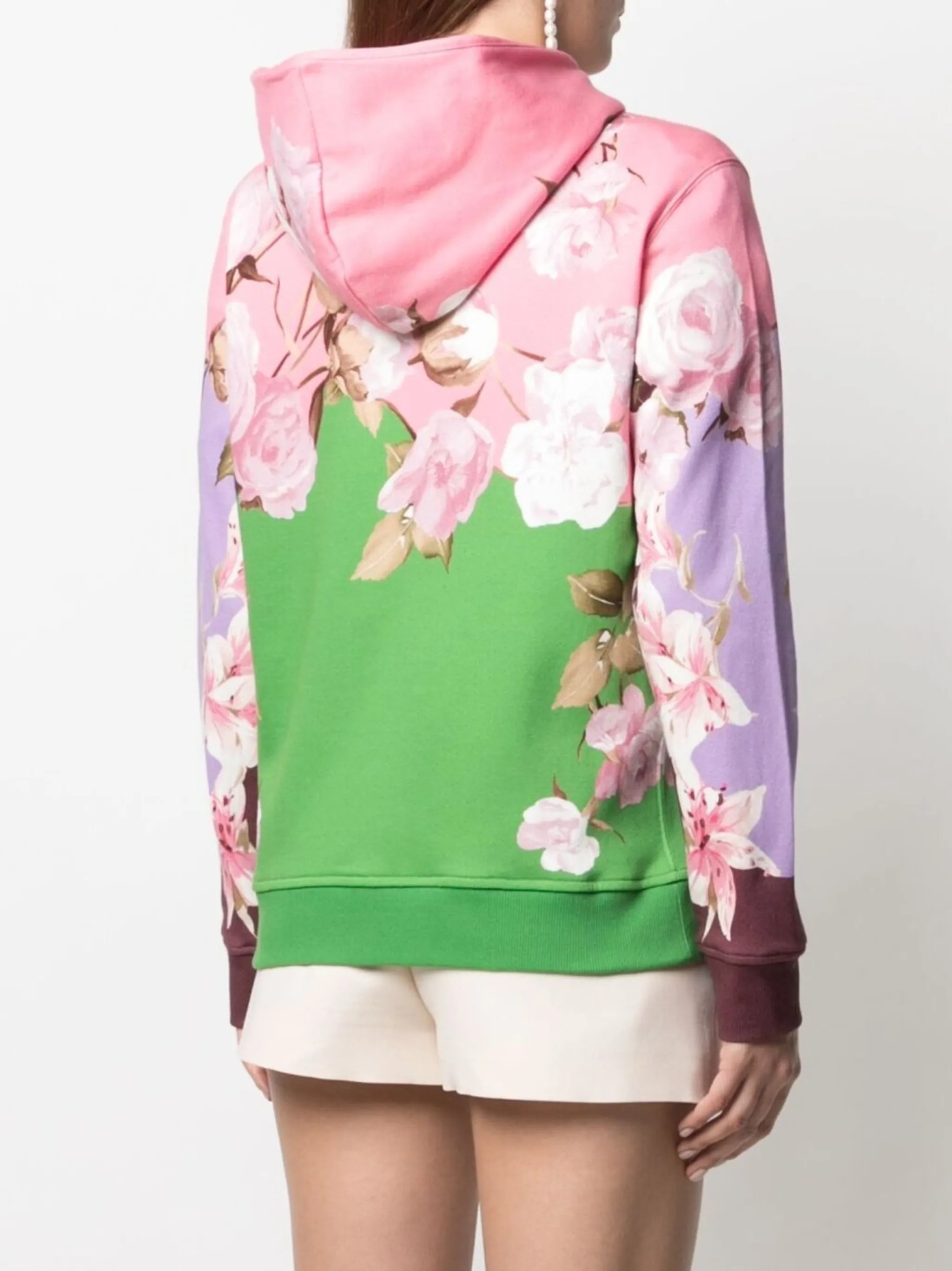 floral logo-print zip-up hoodie