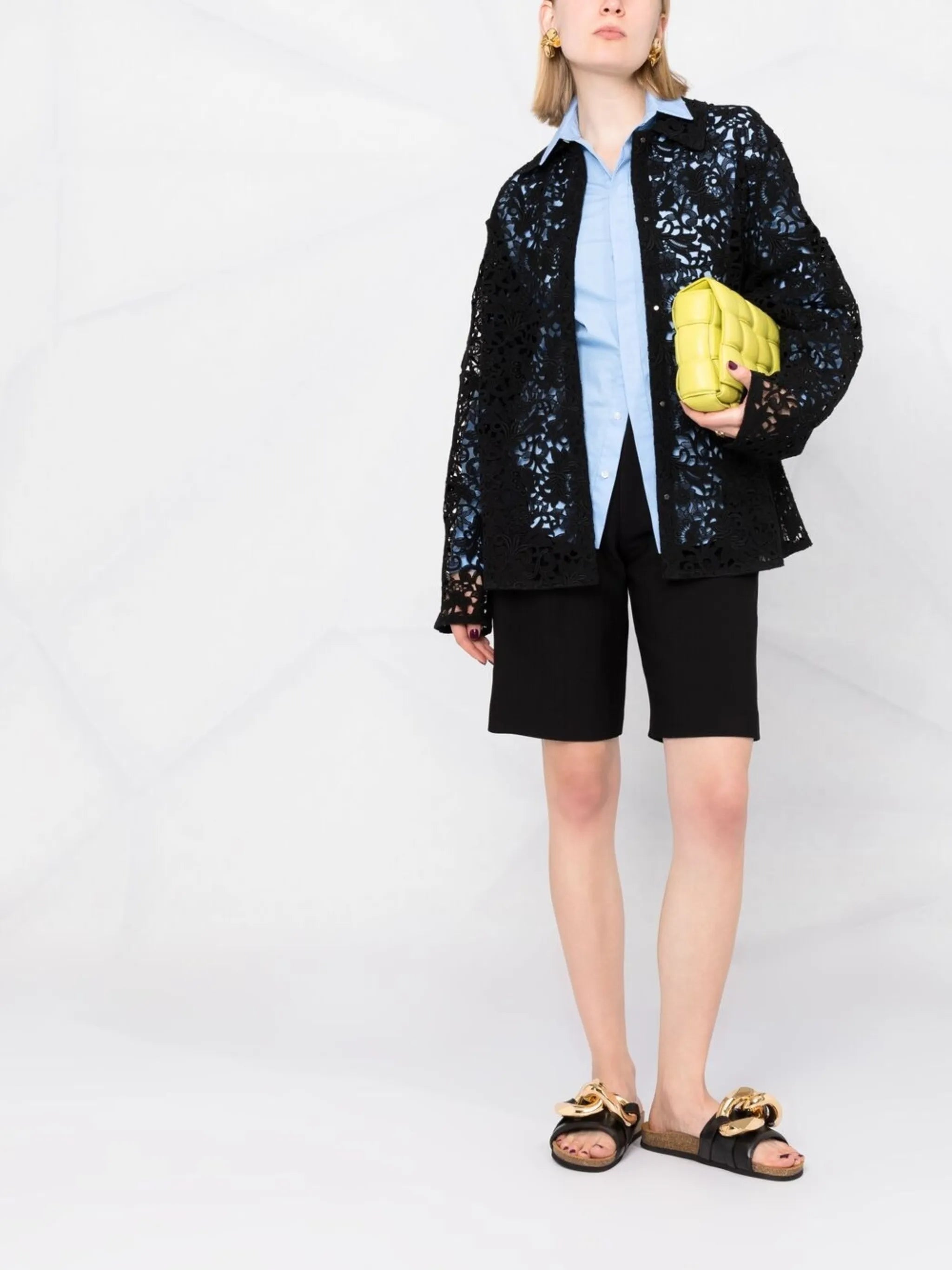 floral-lace shirt jacket