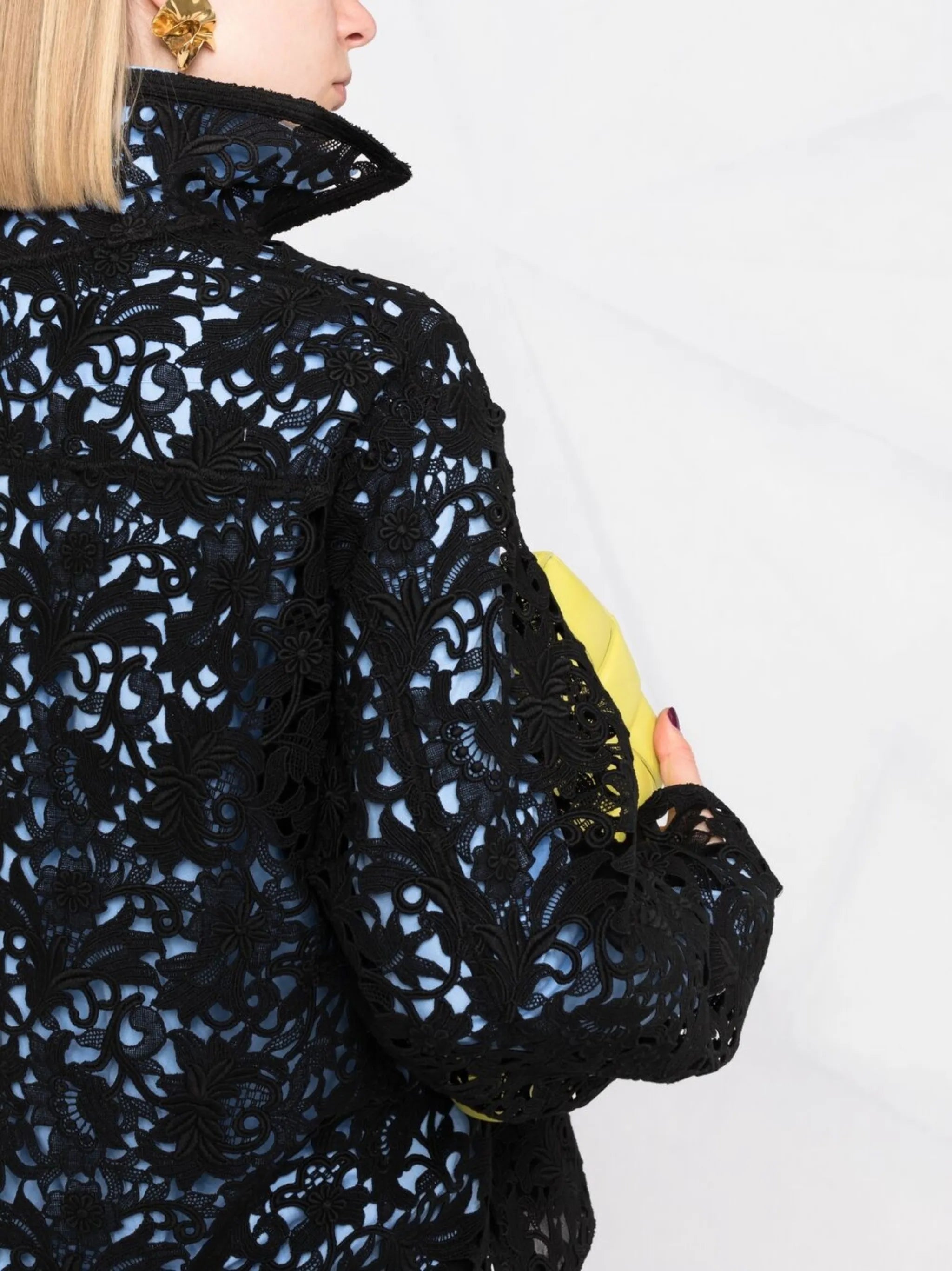 floral-lace shirt jacket