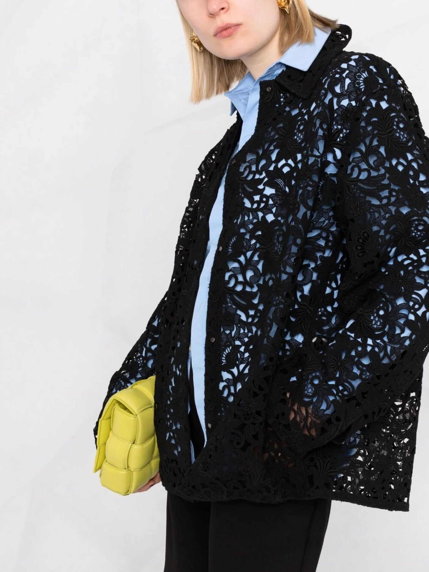 floral-lace shirt jacket