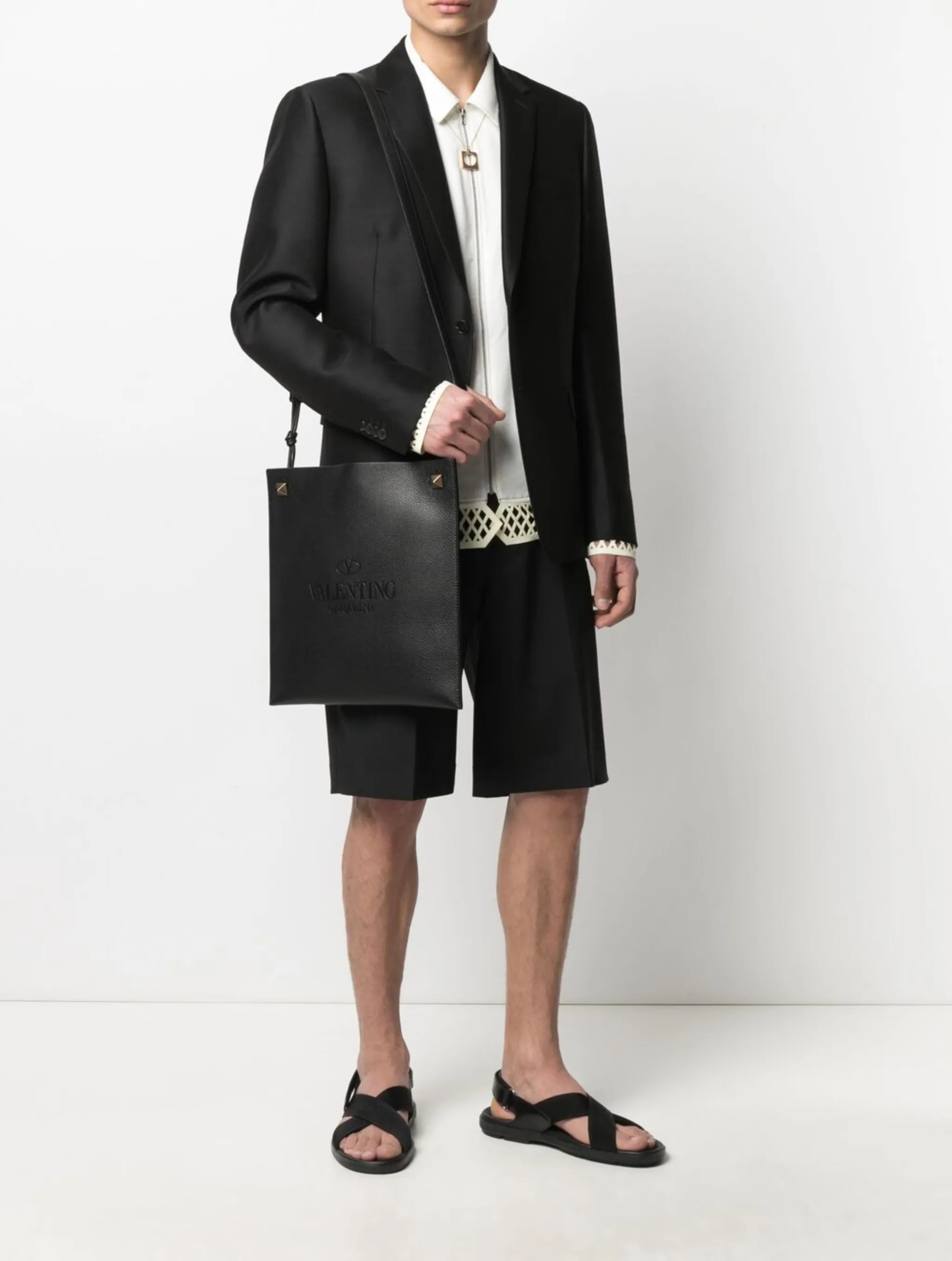 logo-embossed messenger bag
