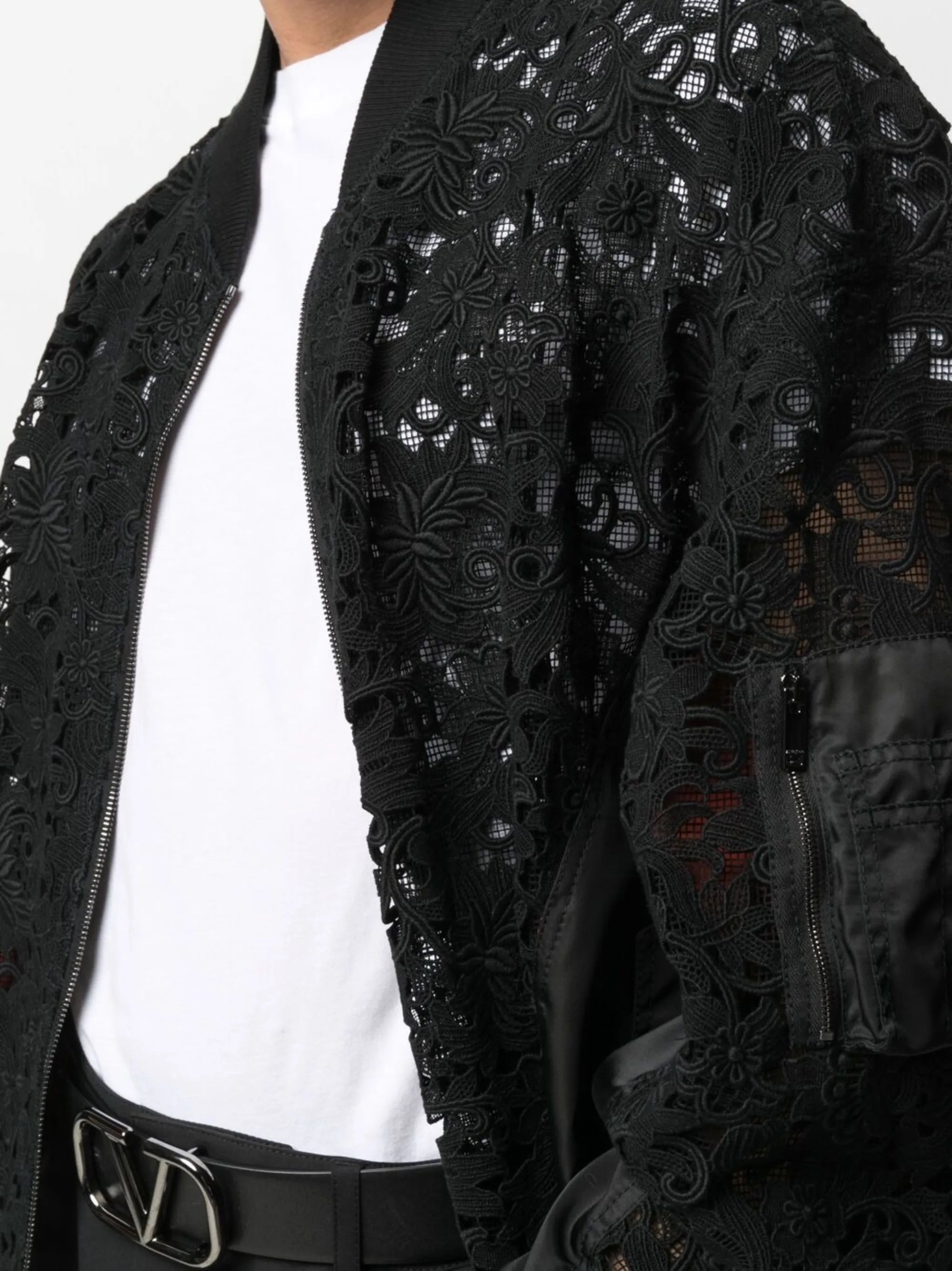 lace bomber jacket