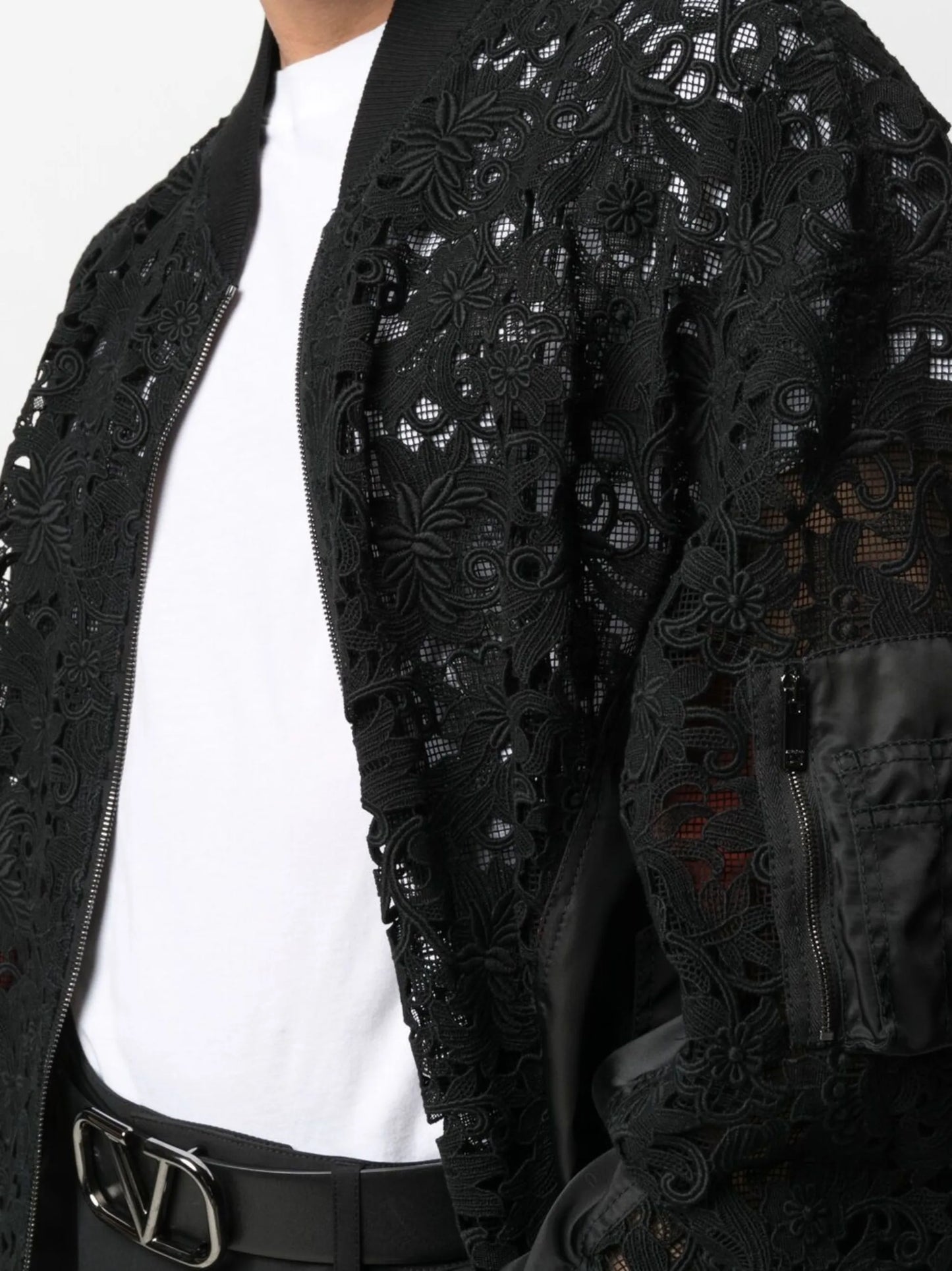 lace bomber jacket