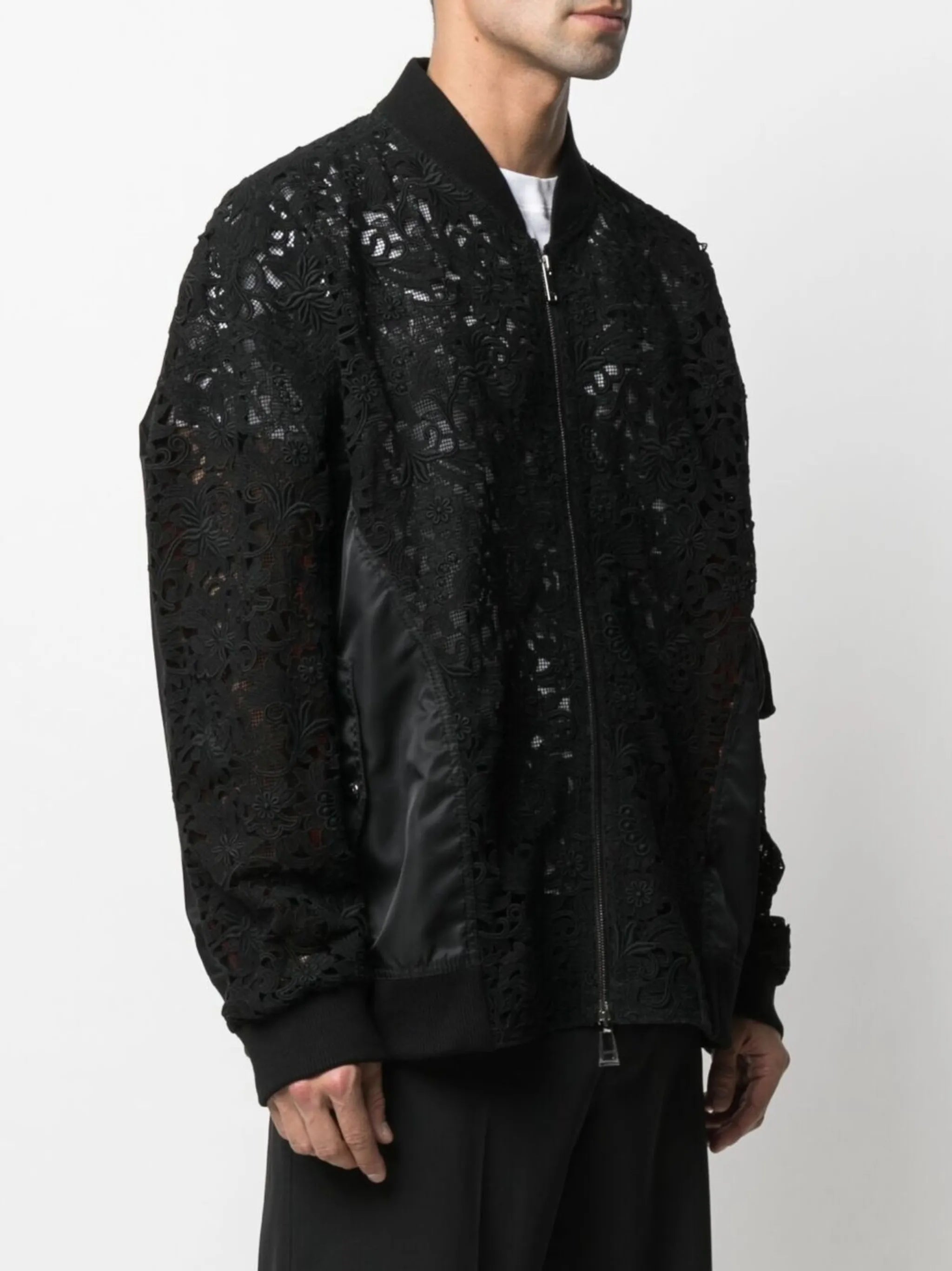 lace bomber jacket