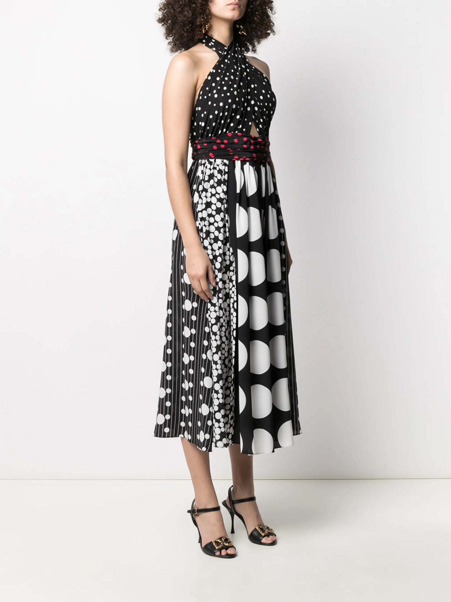 polka dot halterneck dress