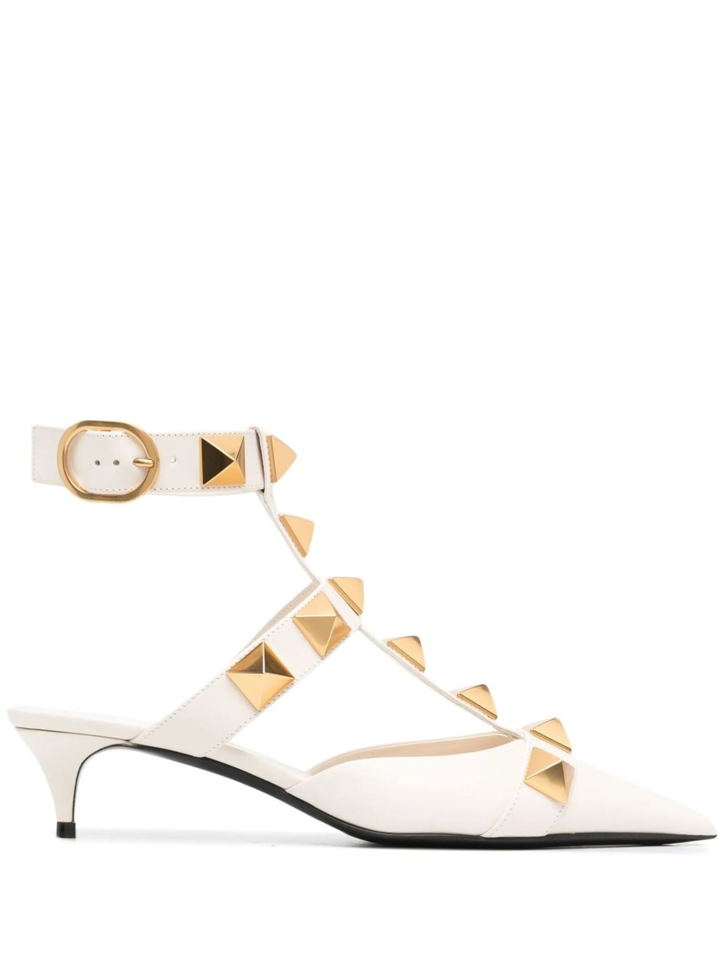 rockstud-detail pointed-toe pumps