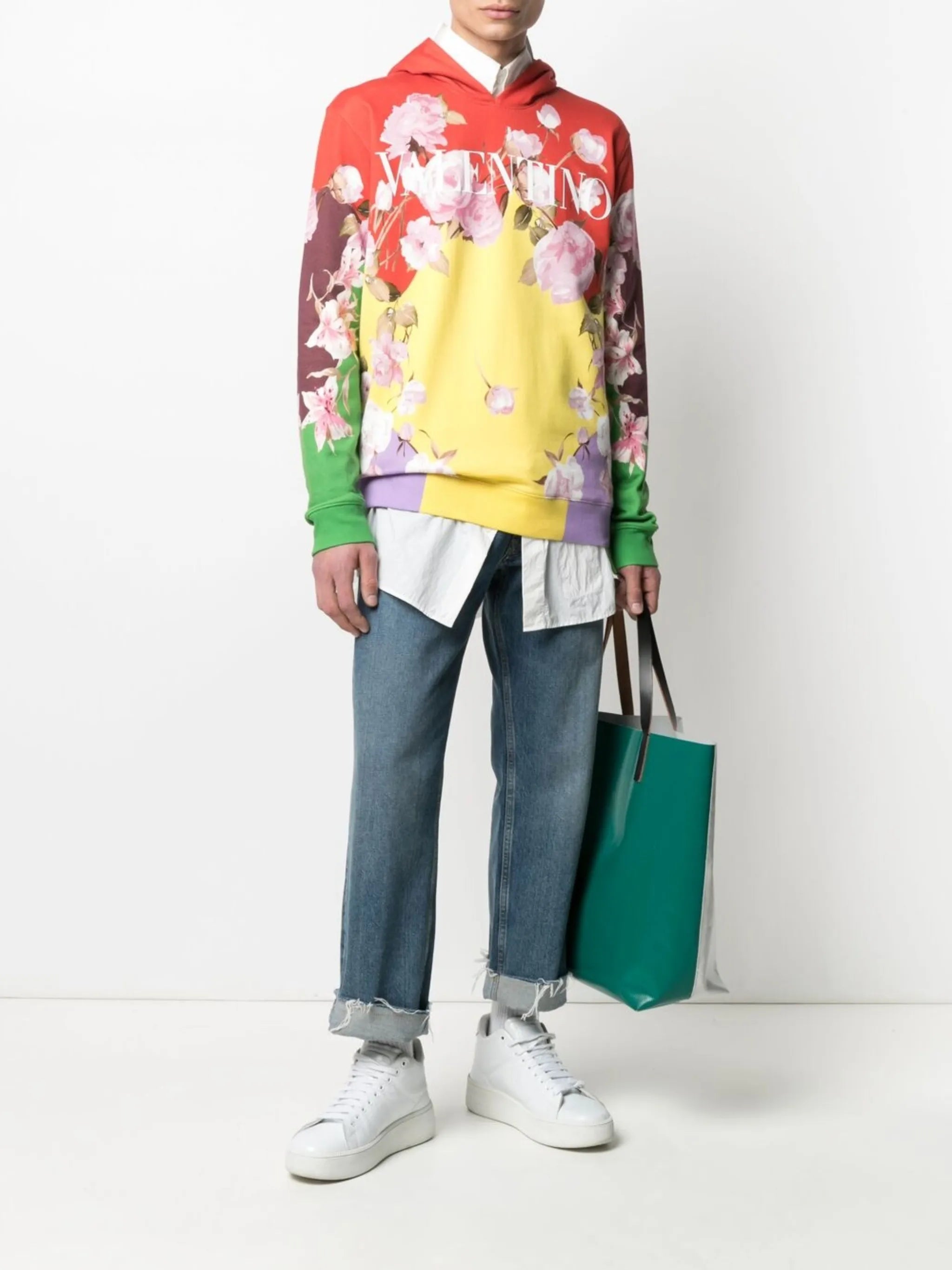 rose-print hoodie