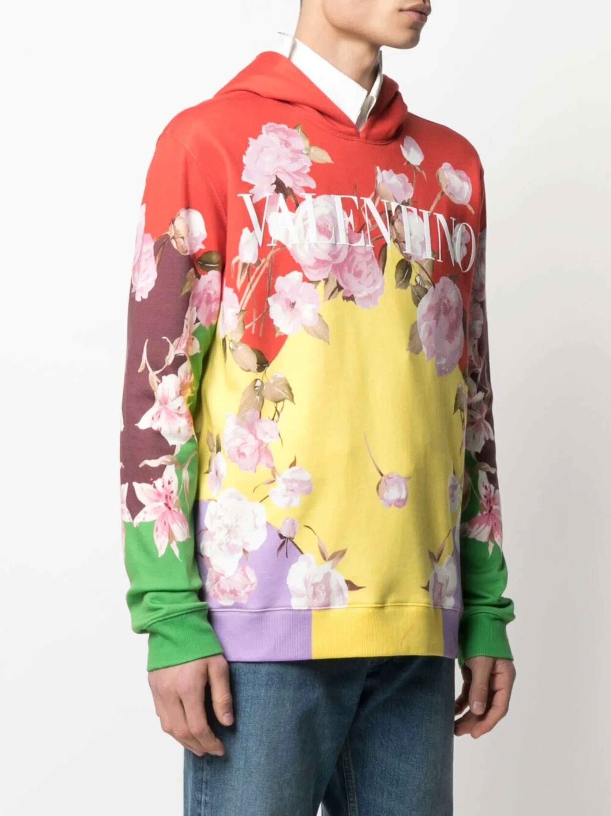 rose-print hoodie