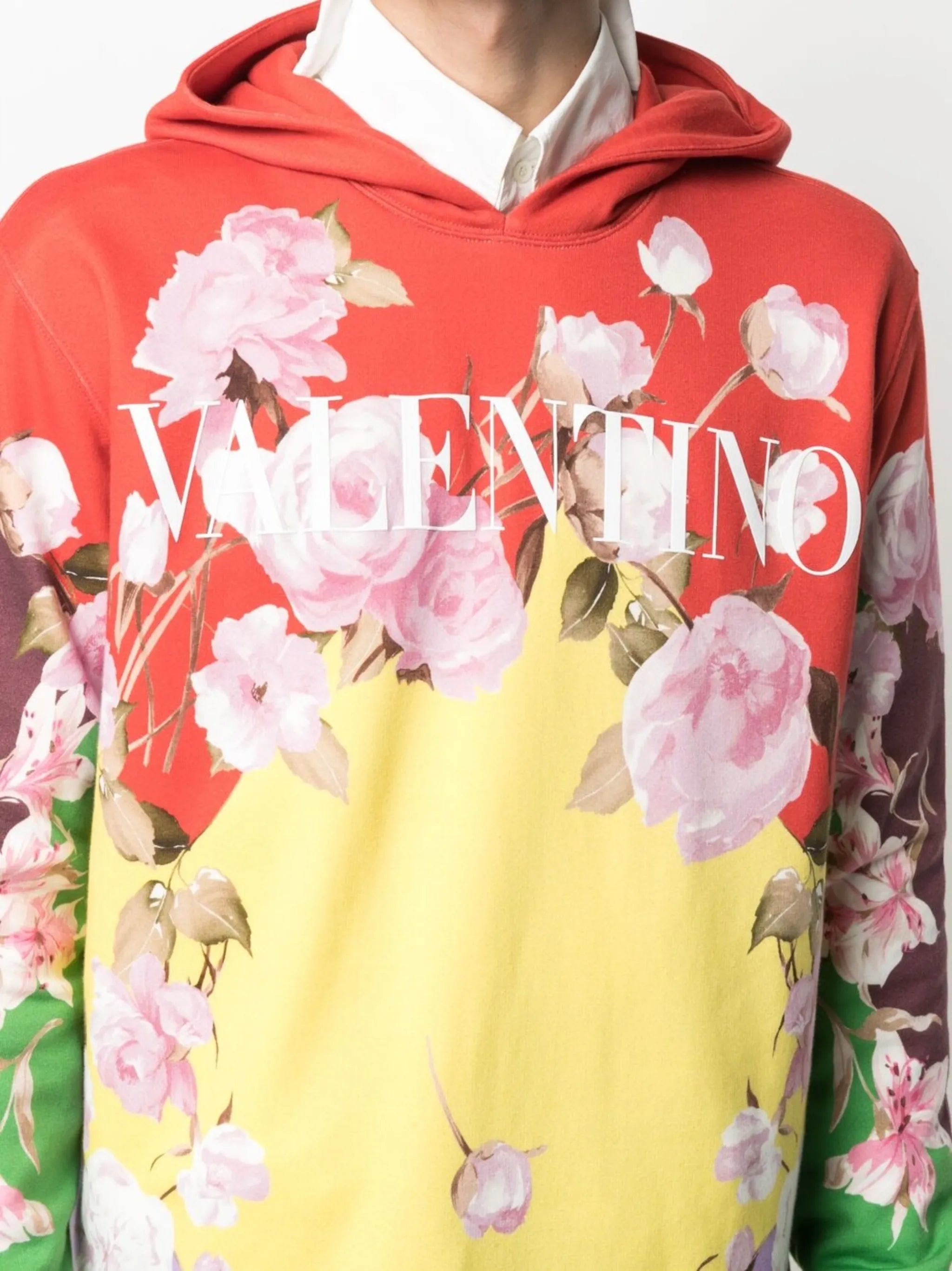 rose-print hoodie