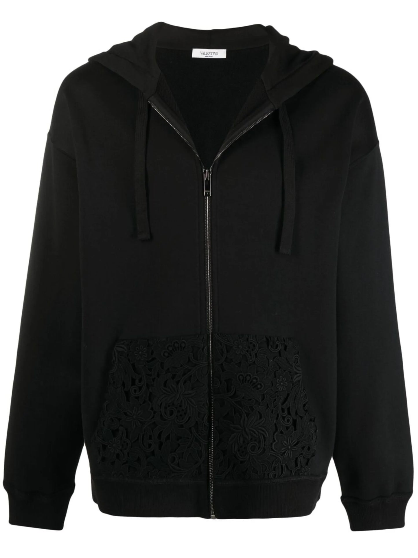 logo floral lace hoodie