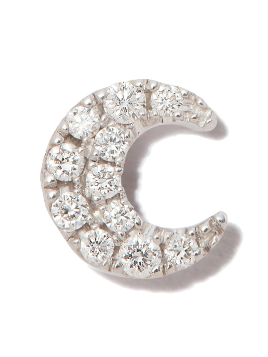 18kt white gold moon diamond stud earring