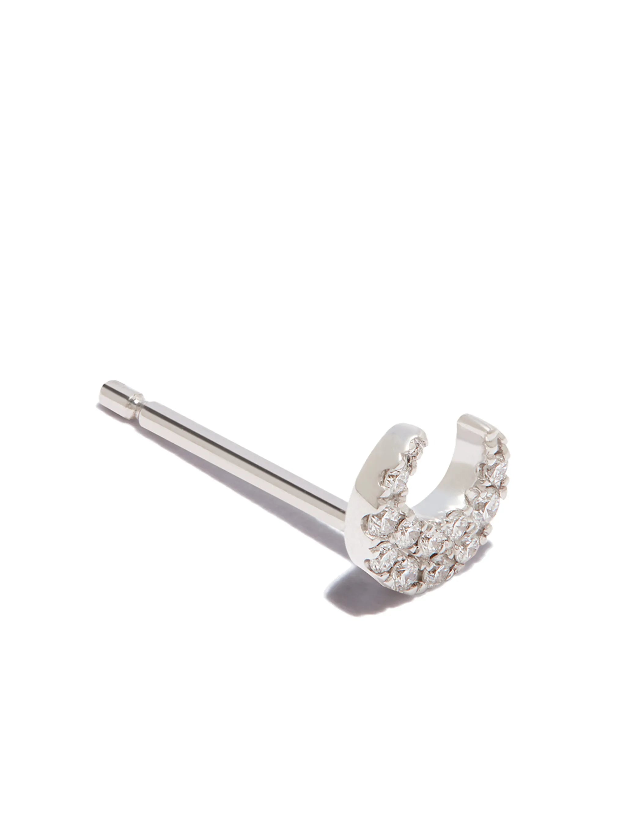 18kt white gold moon diamond stud earring