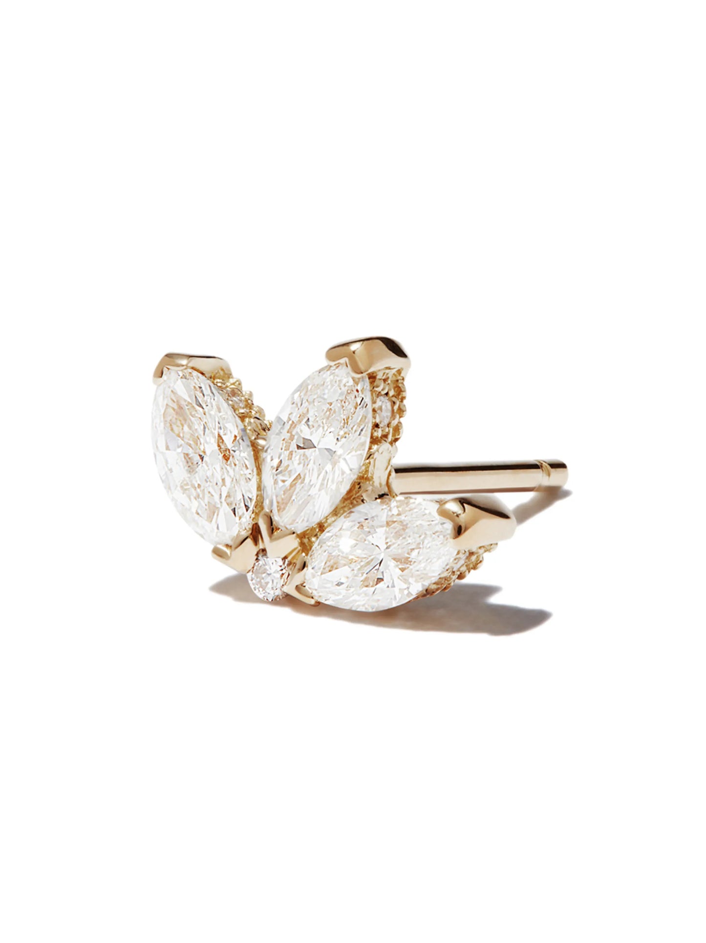 18kt yellow gold Engraved Lotus earring