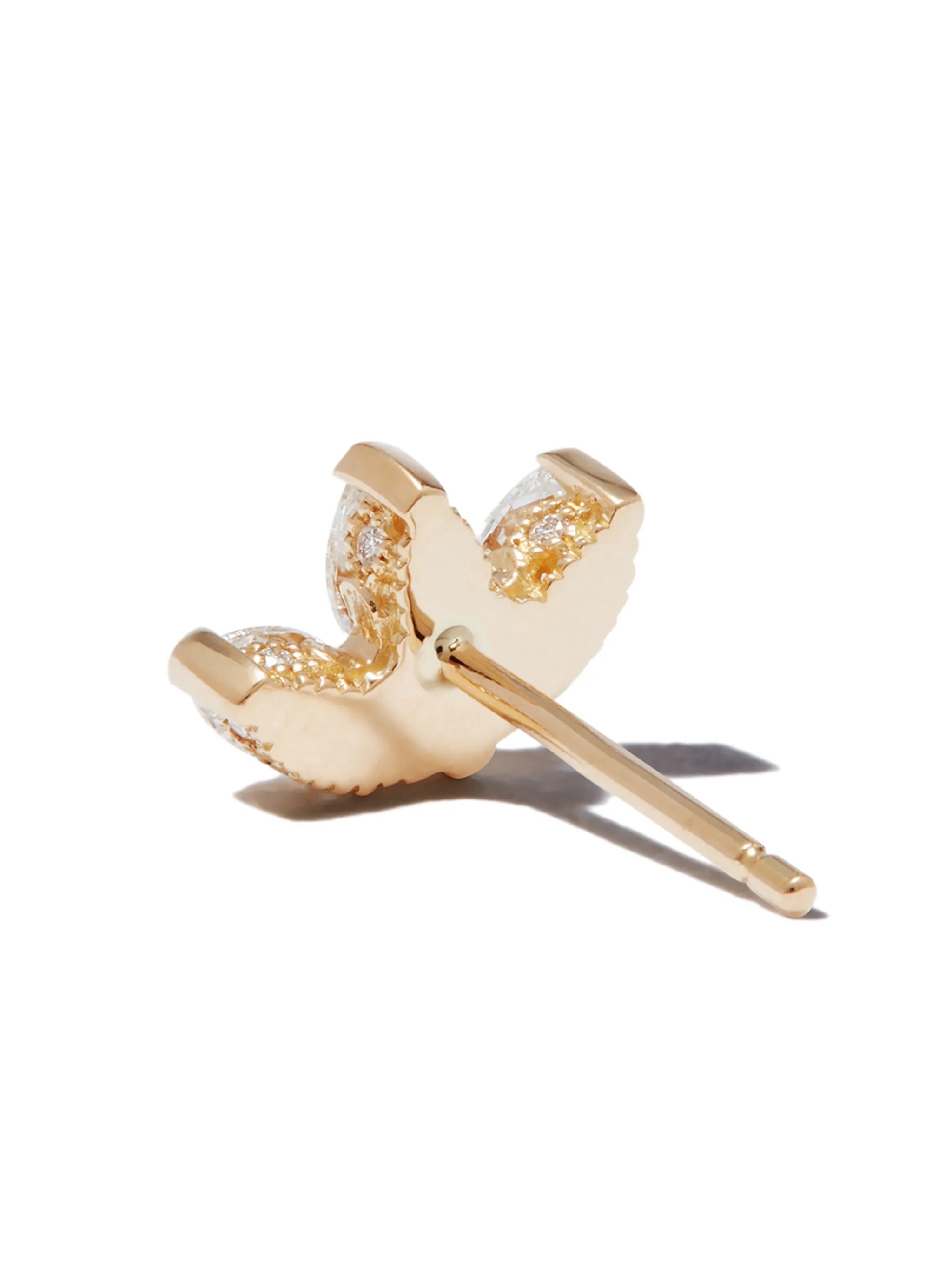 18kt yellow gold Engraved Lotus earring