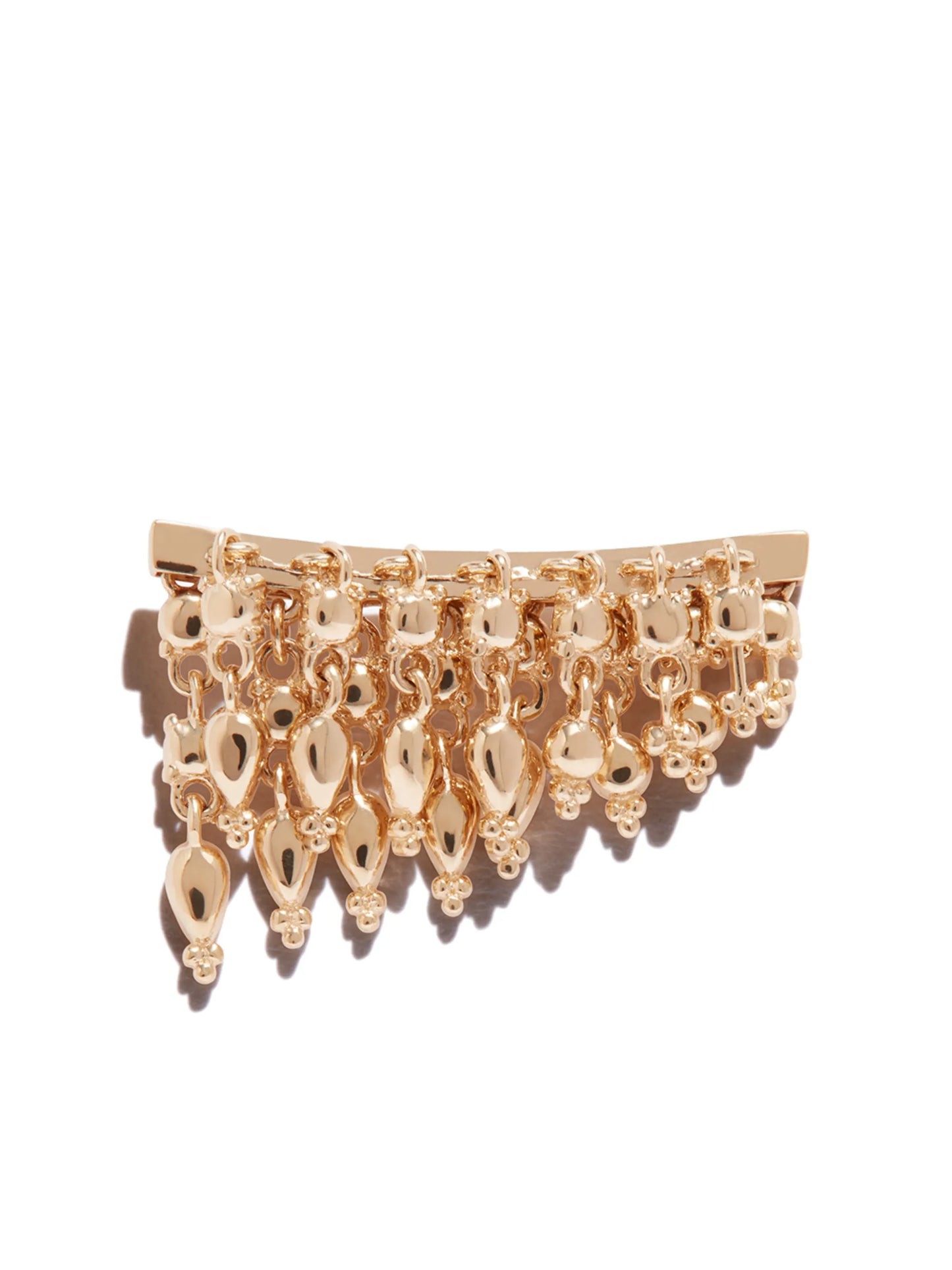 18kt yellow gold curved tassel bar single earring