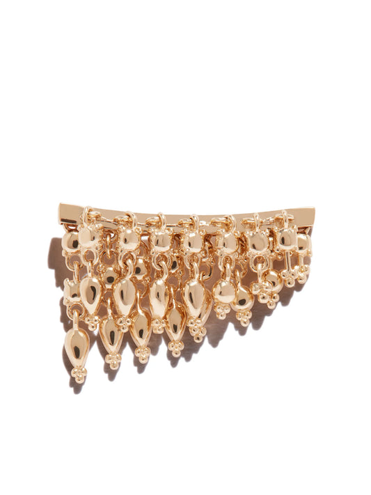 18kt yellow gold curved tassel bar single earring