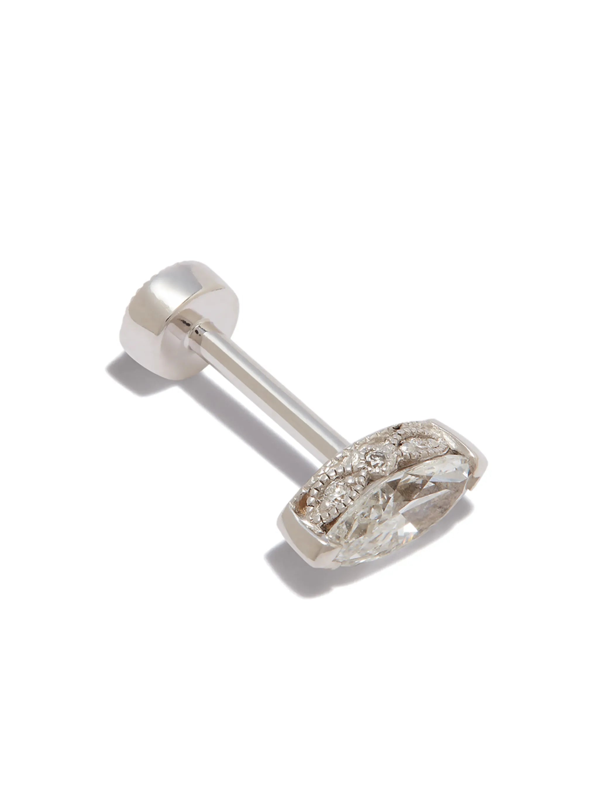 18kt white gold marquise-diamond stud earring