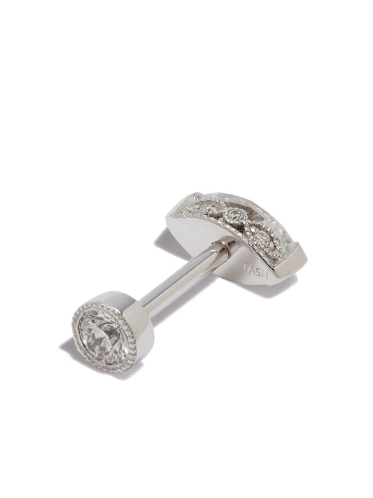 18kt white gold marquise-diamond stud earring