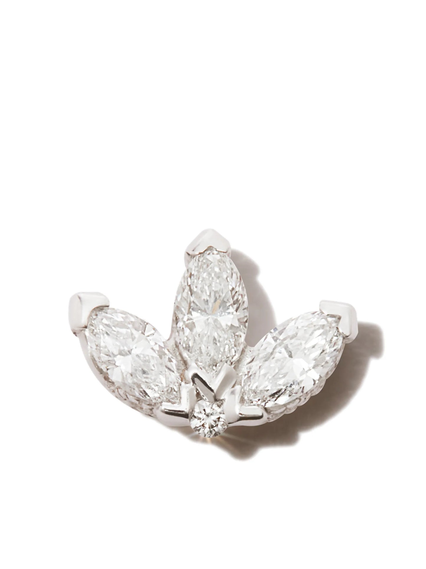 18kt white gold Engraved Lotus stud earring