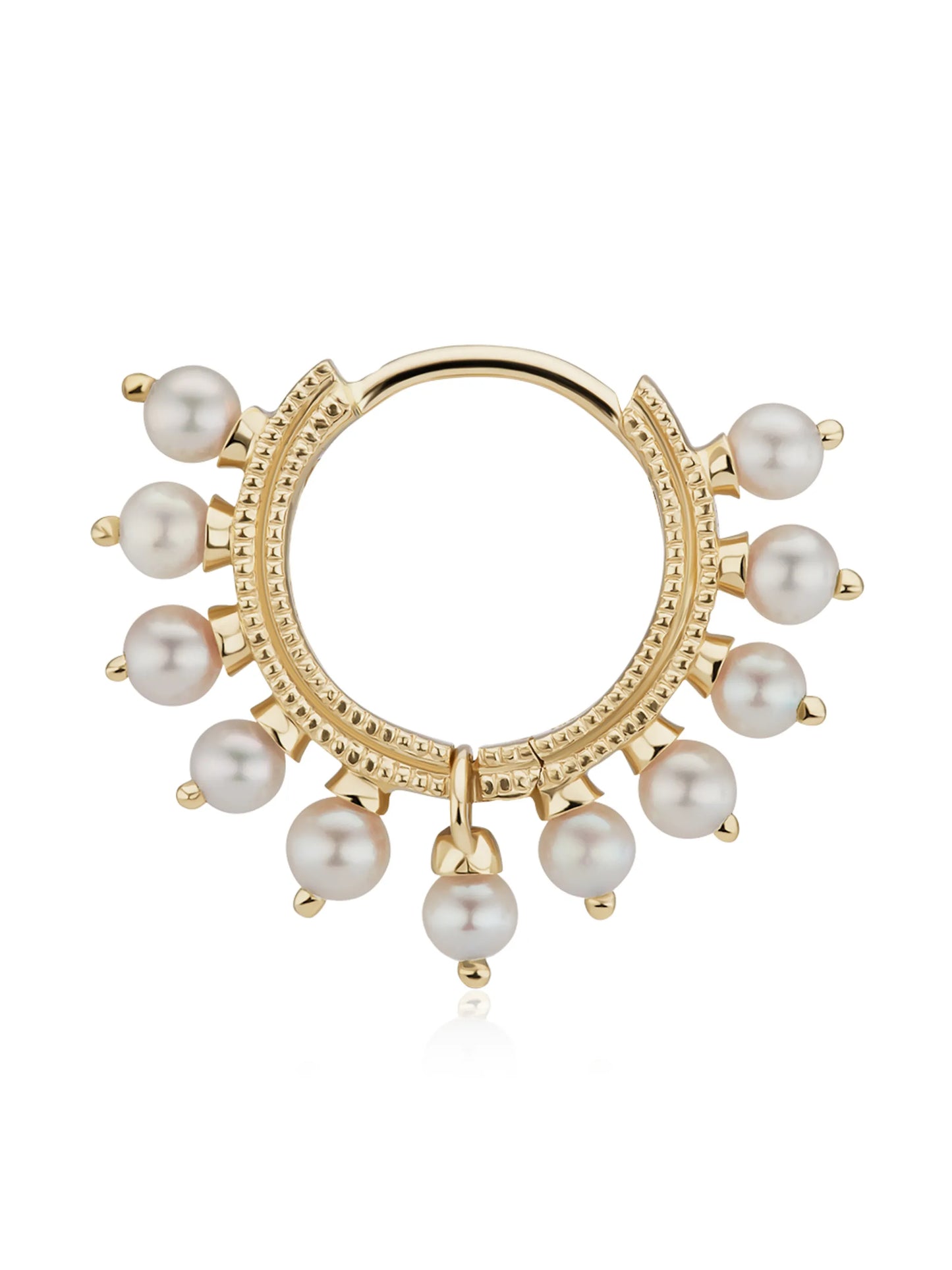 14kt yellow gold Coronet pearl hoop earring
