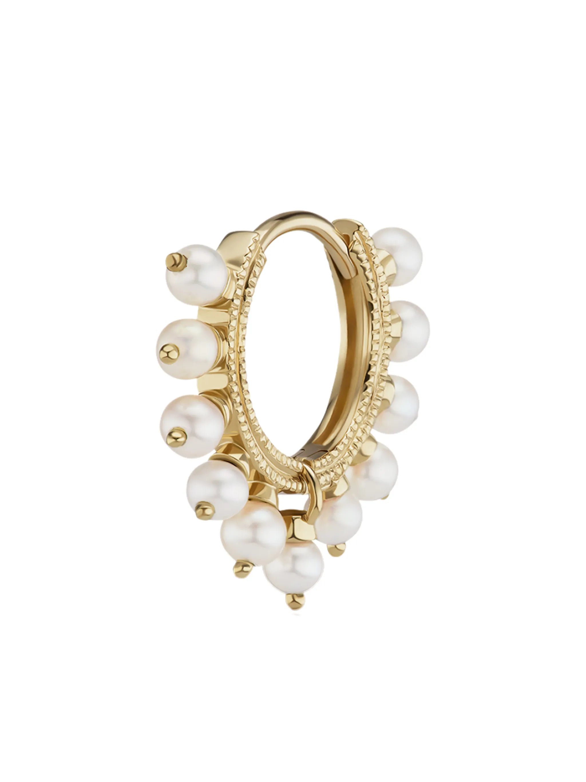 14kt yellow gold Coronet pearl hoop earring