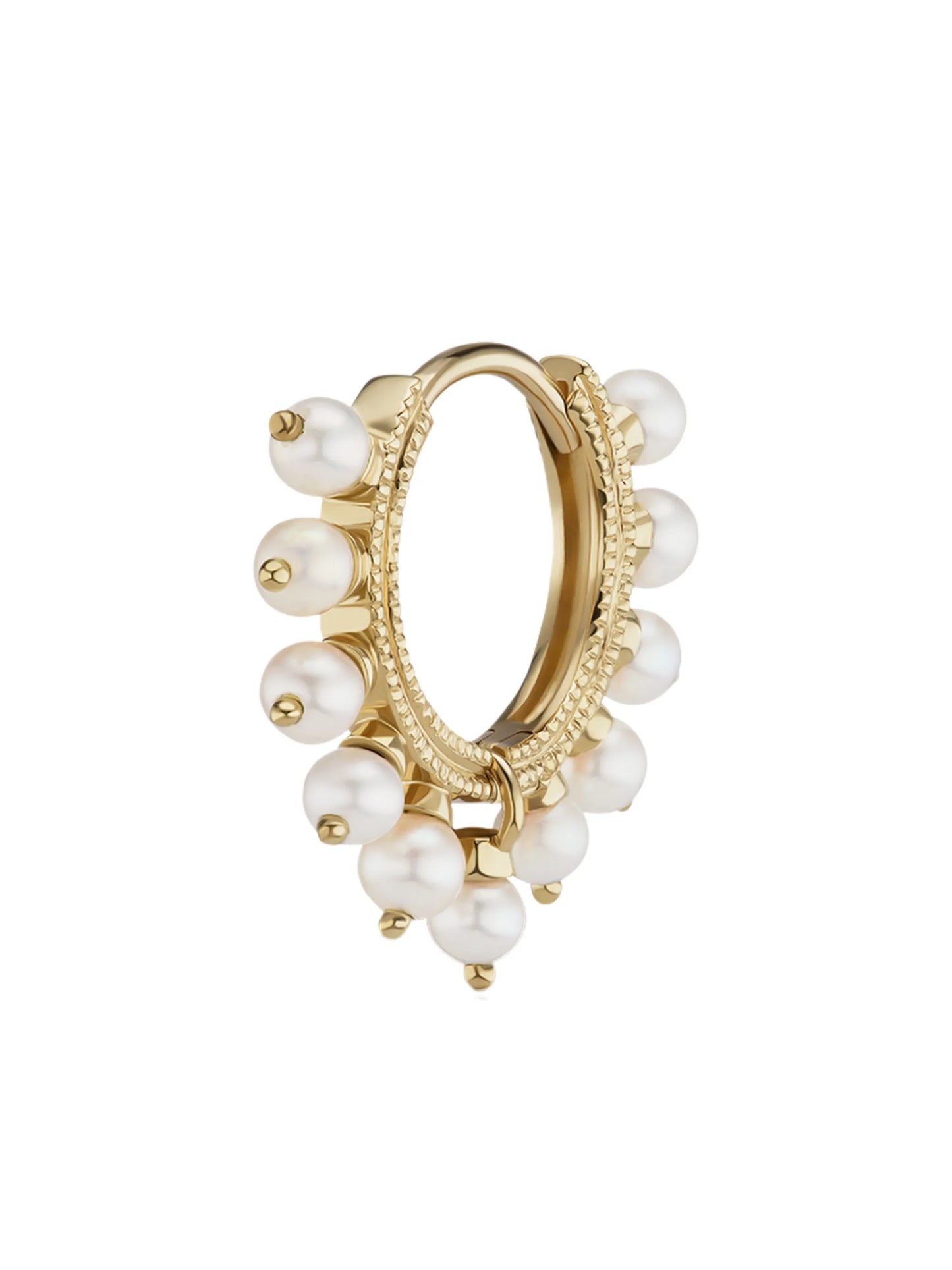 14kt yellow gold Coronet pearl hoop earring