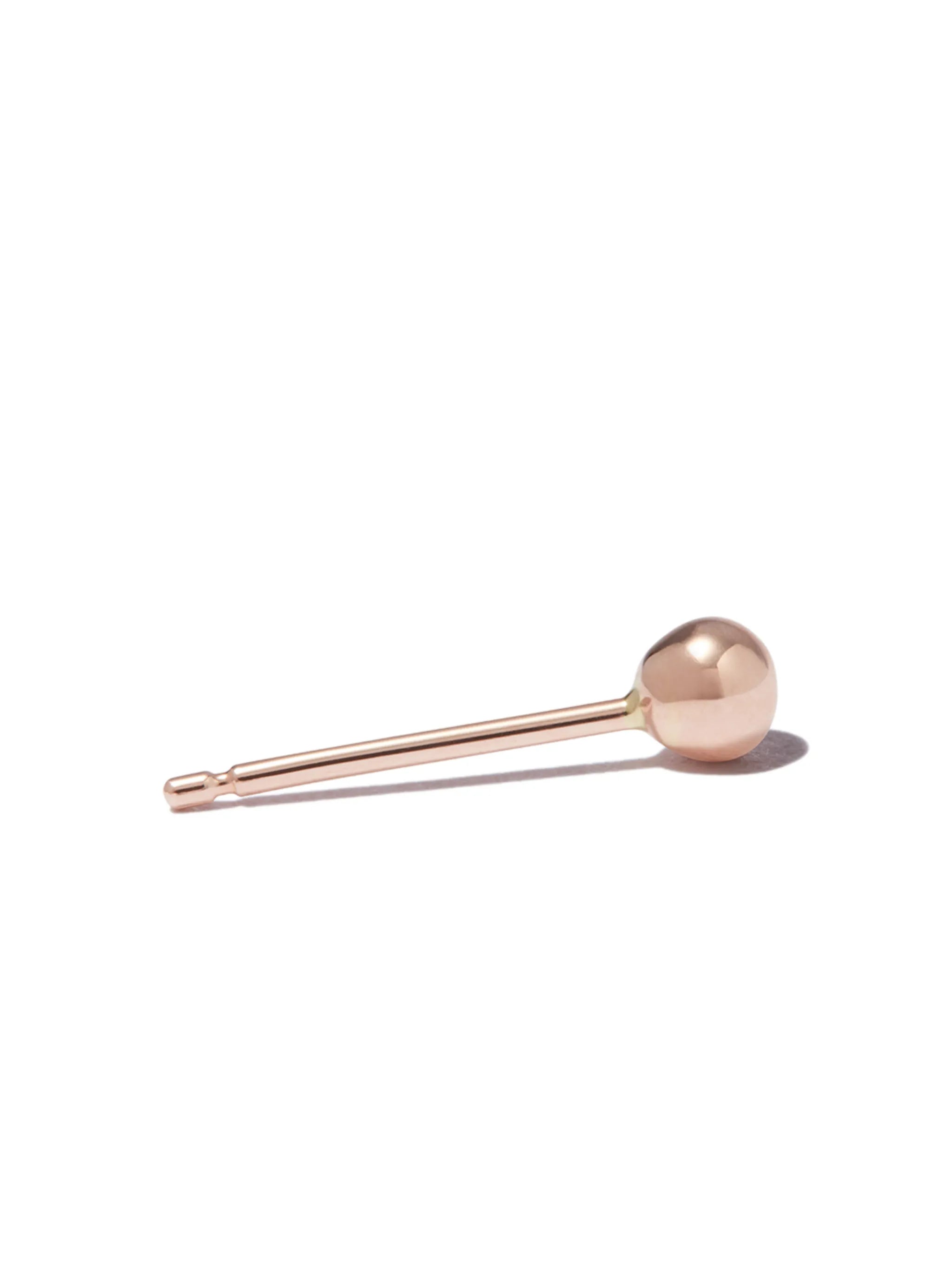 14kt rose gold Ball single stud earring