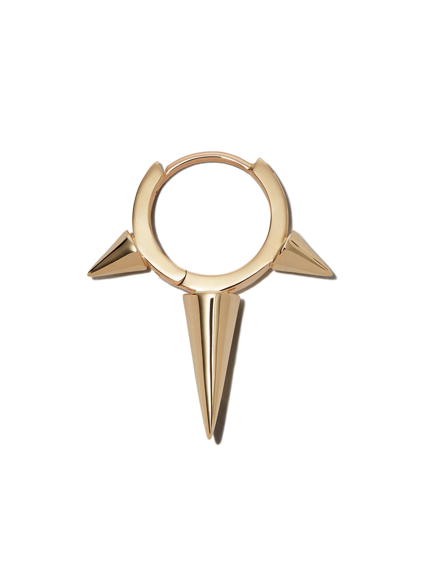 18kt yellow gold triple spike huggie earring