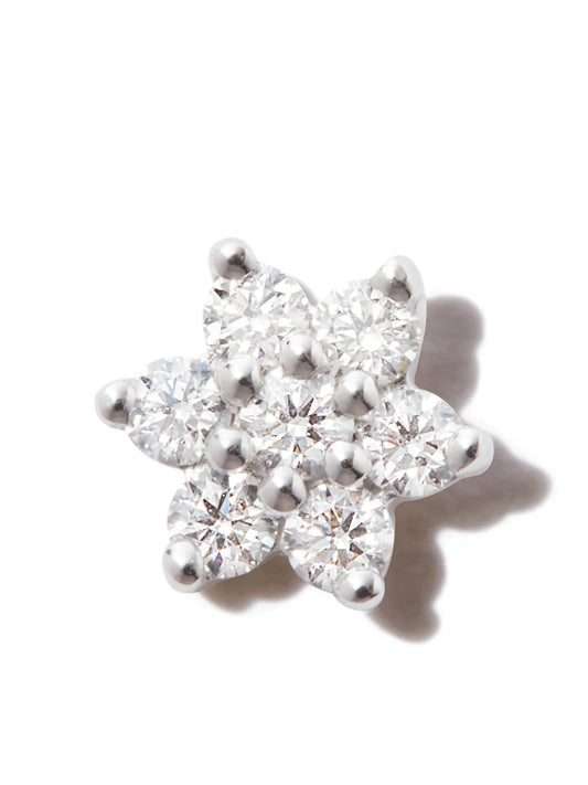 18kt white gold flower diamond single stud earring