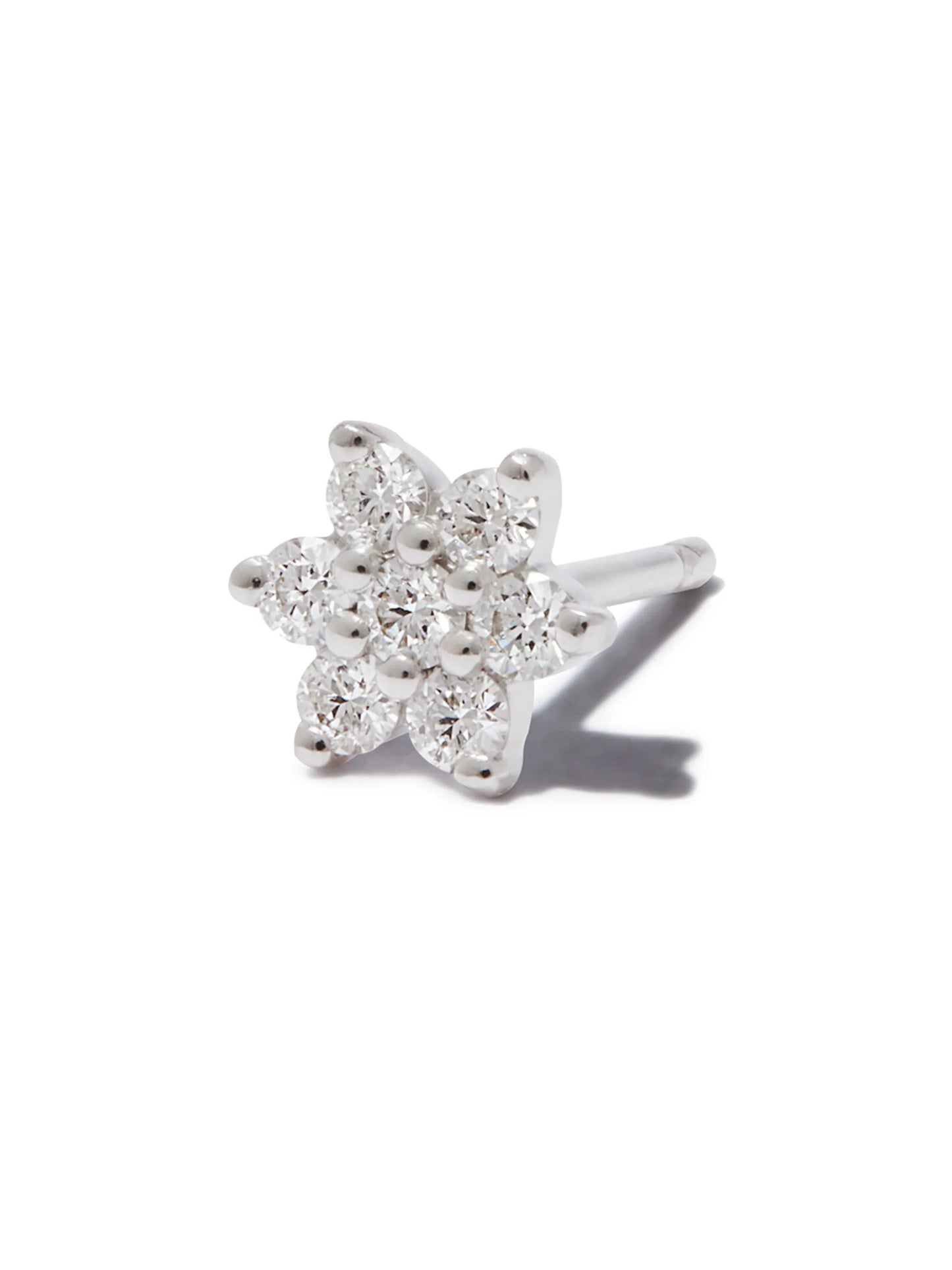 18kt white gold flower diamond single stud earring