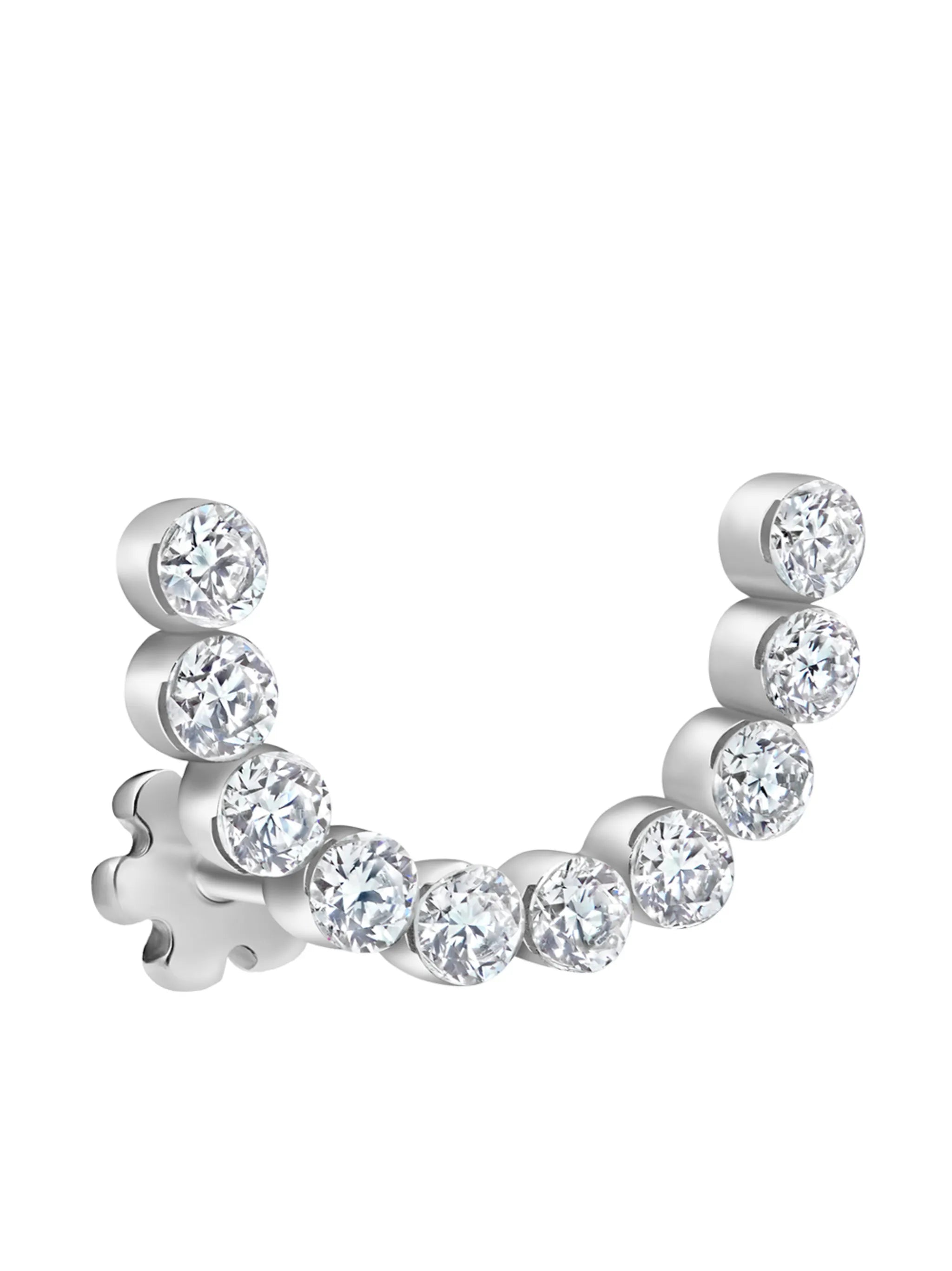 18kt white gold Invisible set diamond curve earring