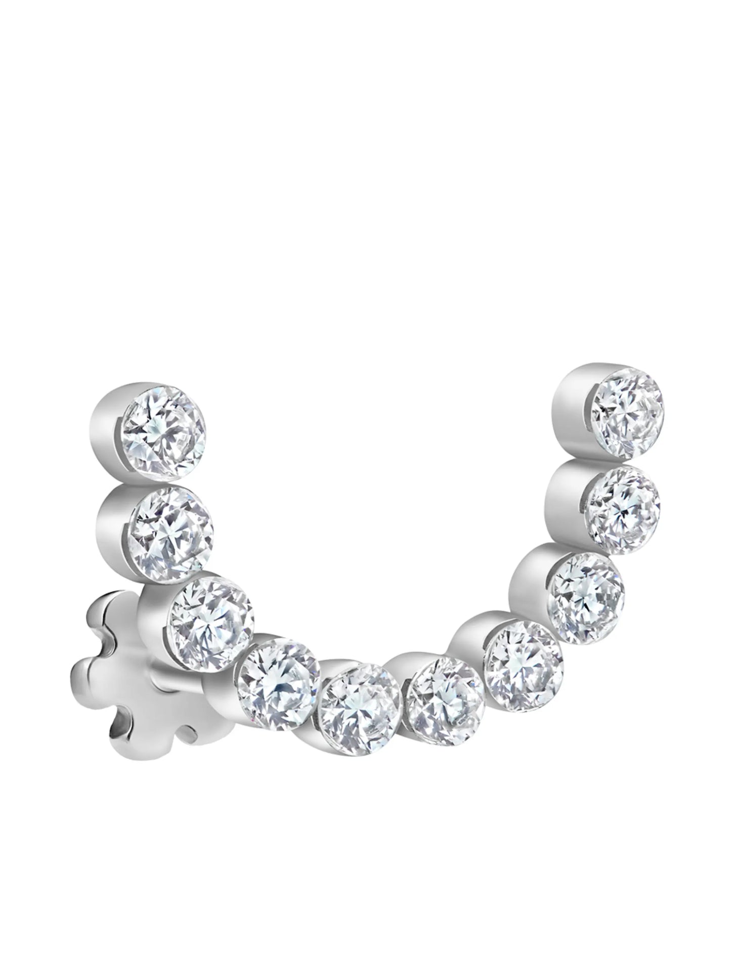 18kt white gold Invisible set diamond curve earring