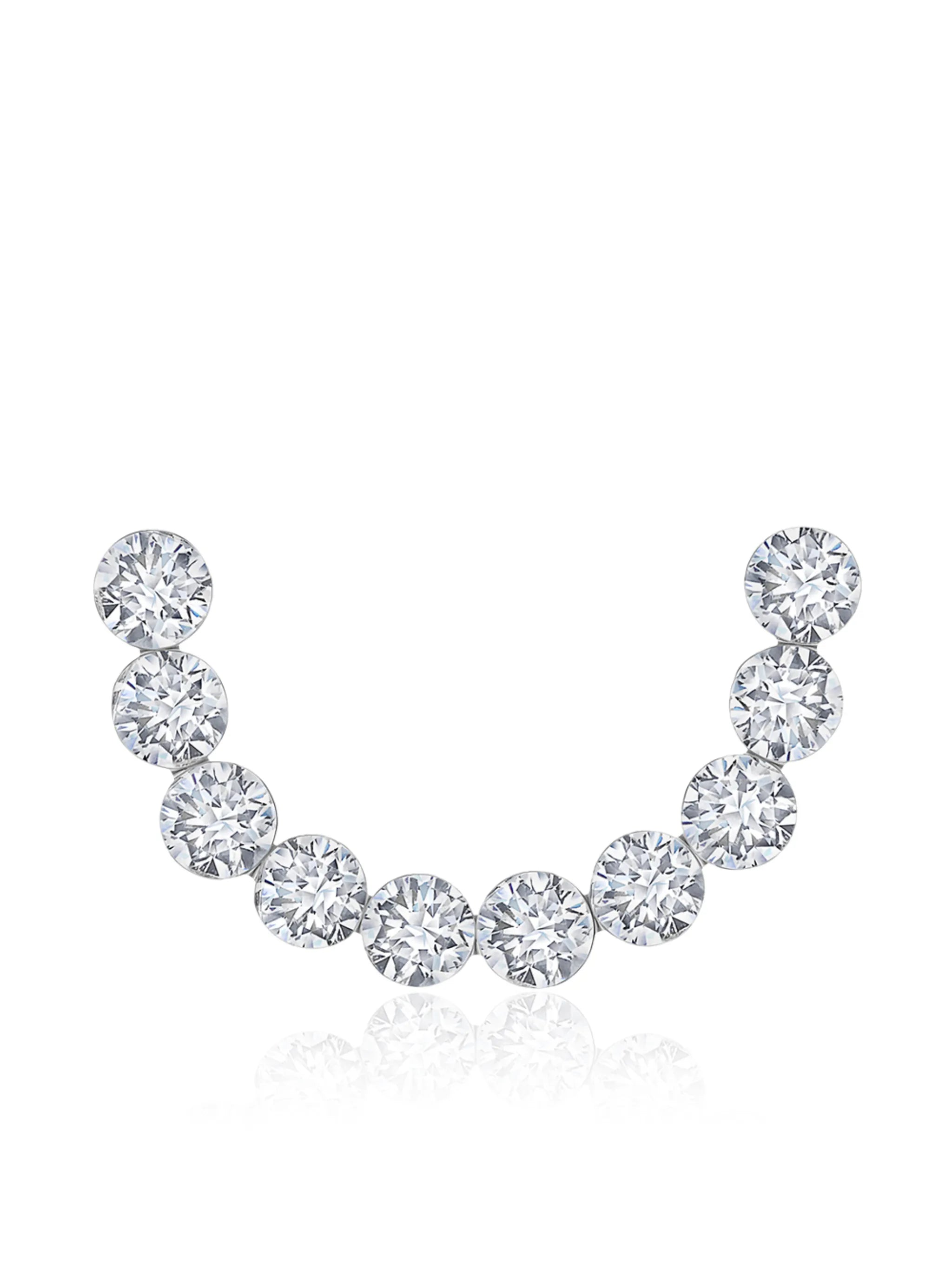 18kt white gold Invisible set diamond curve earring
