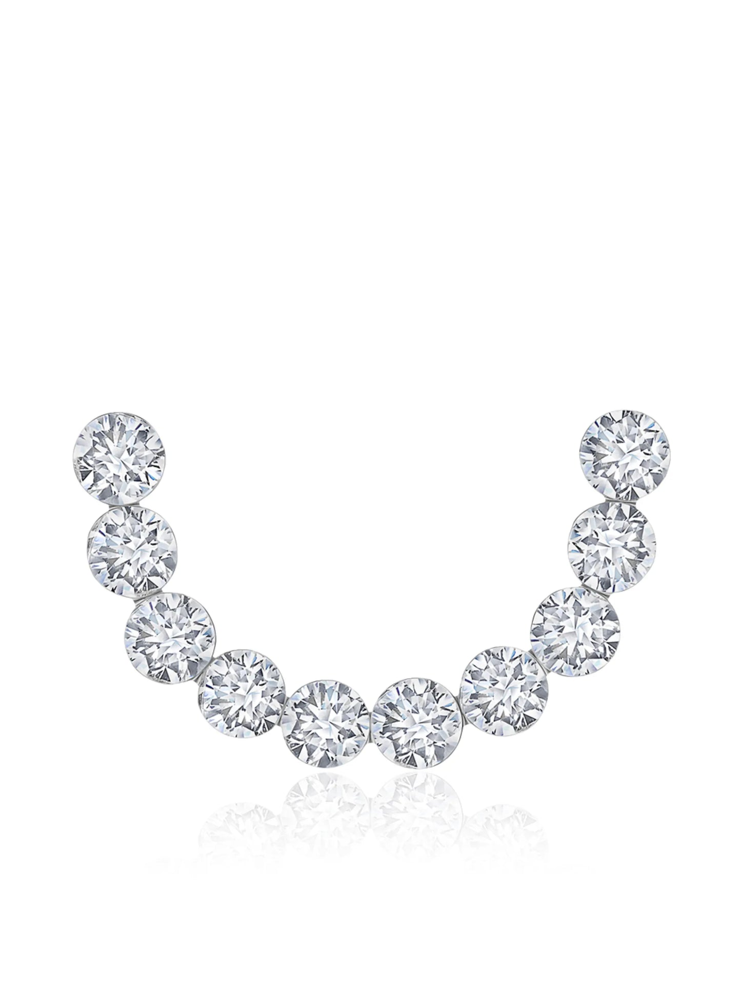 18kt white gold Invisible set diamond curve earring