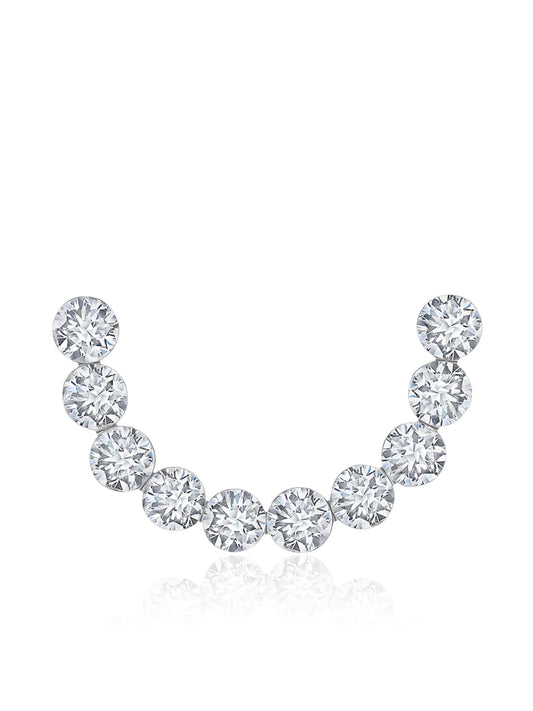 18kt white gold Invisible set diamond curve earring