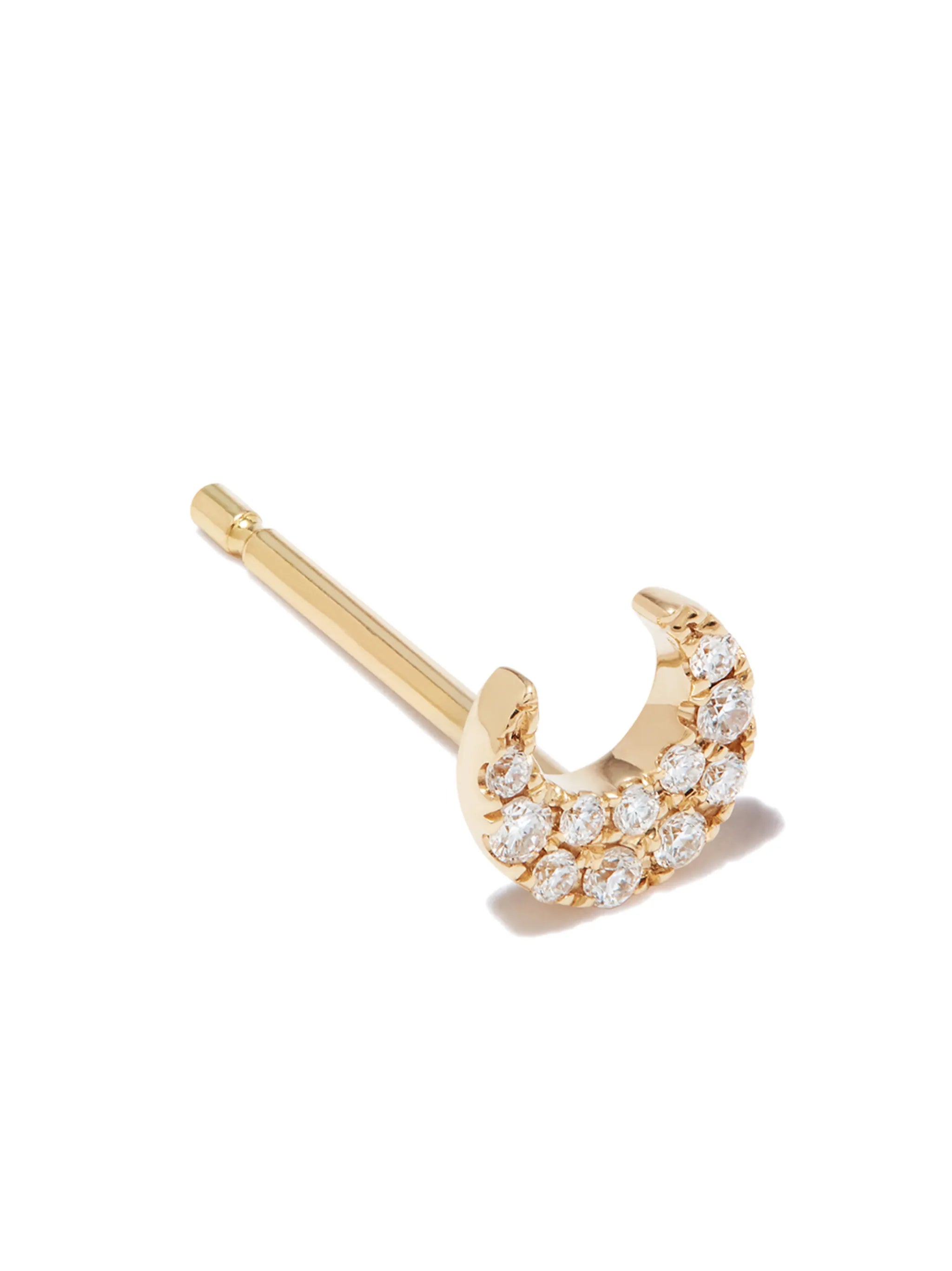 18kt yellow gold moon diamond stud earring