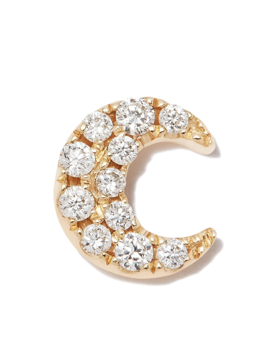 18kt yellow gold moon diamond stud earring