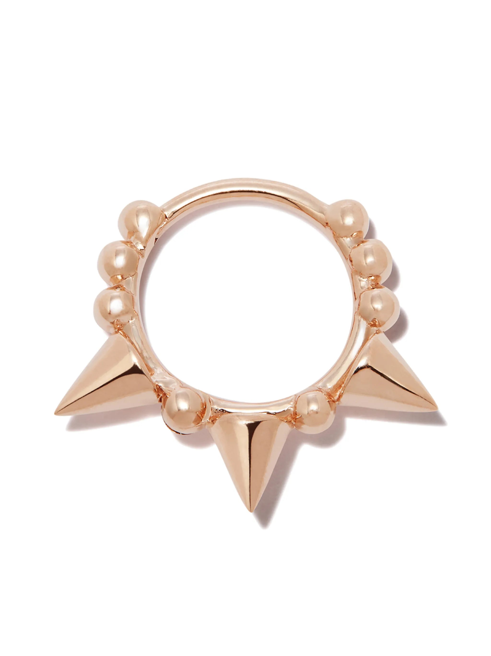 14kt rose gold triple spike clicker earring
