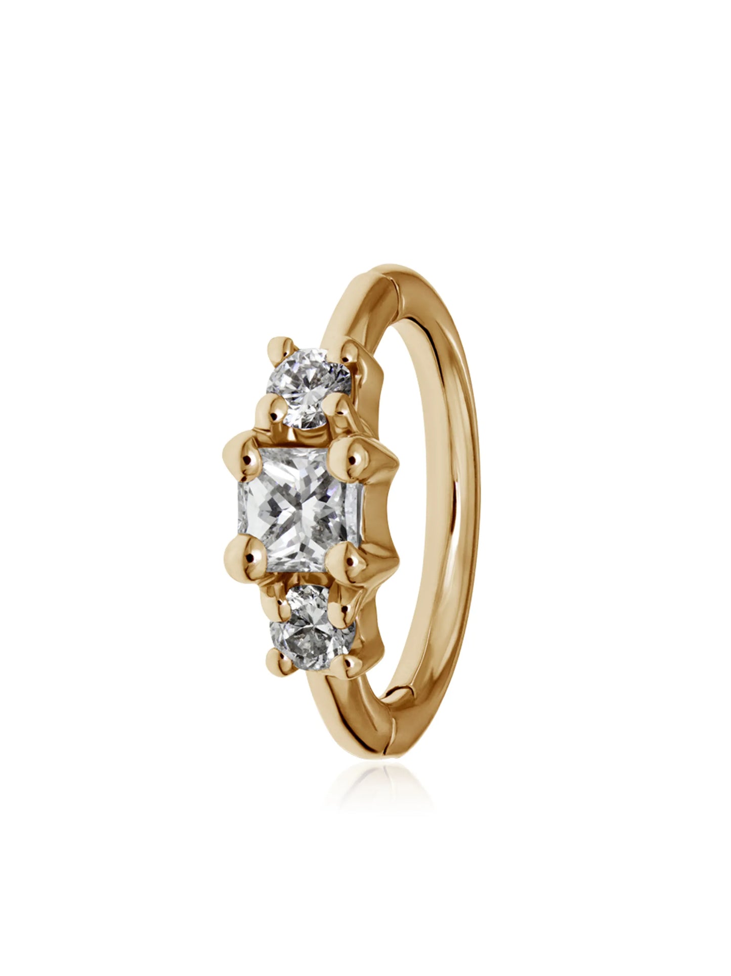 18kt gold Princess huggie earring