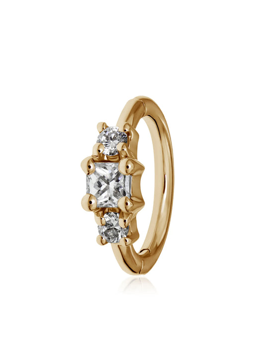 18kt gold Princess huggie earring