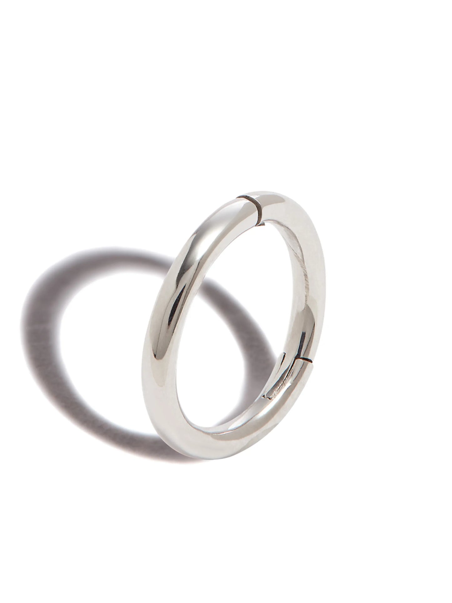 18kt white gold plain single hoop earring