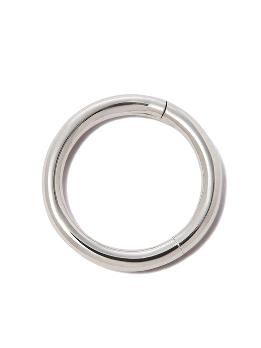 18kt white gold plain single hoop earring