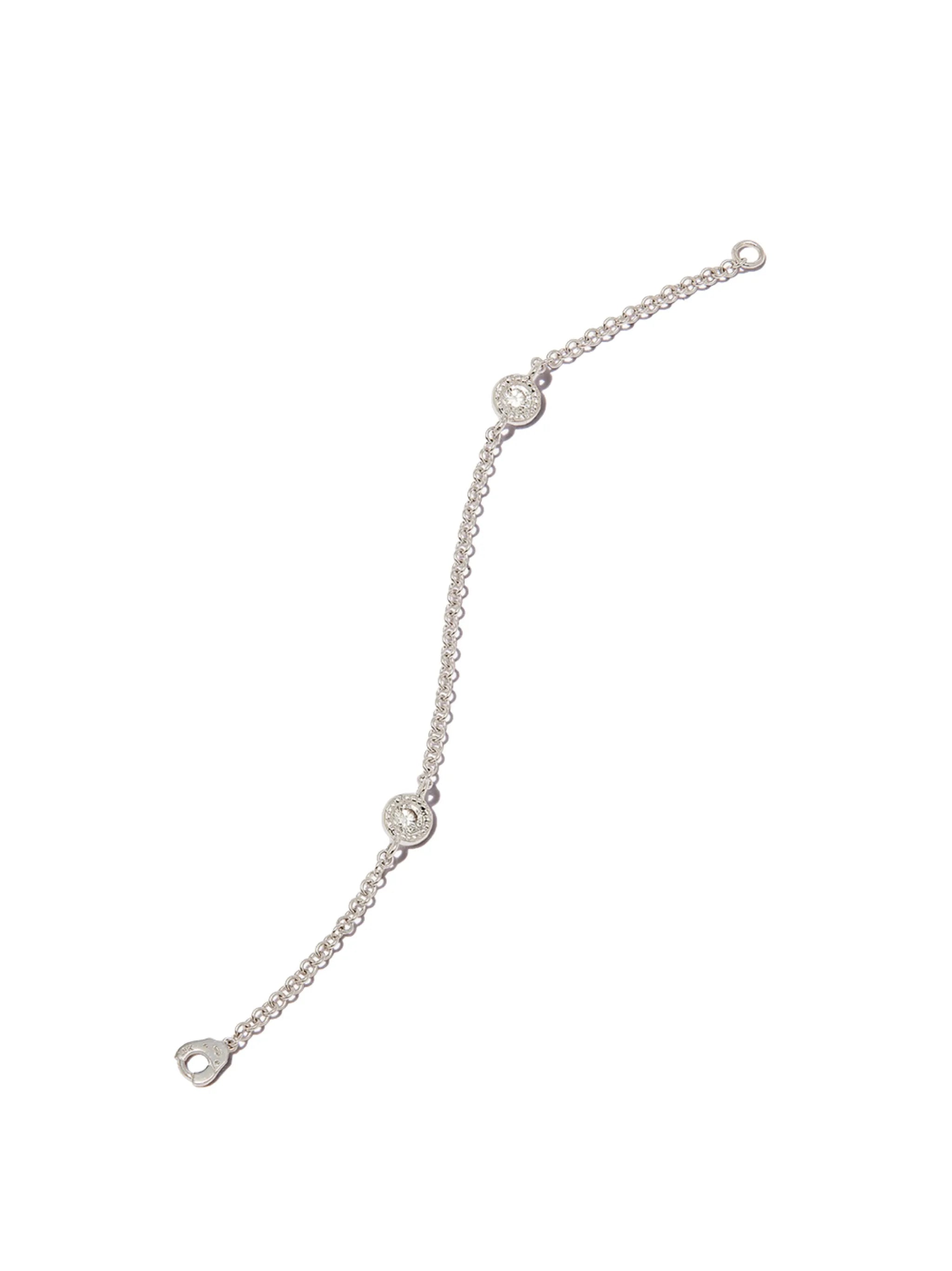 18kt white gold double scalloped diamond chain connecting charm
