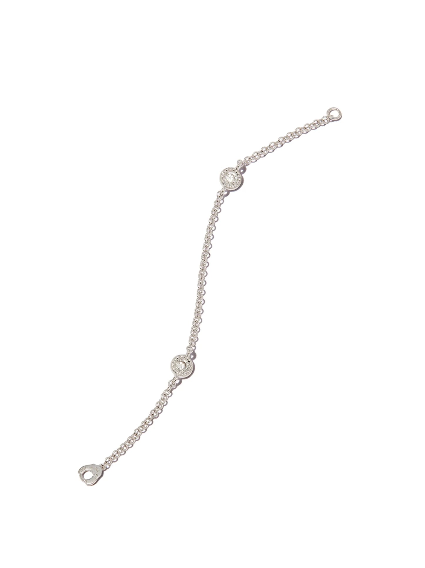 18kt white gold double scalloped diamond chain connecting charm