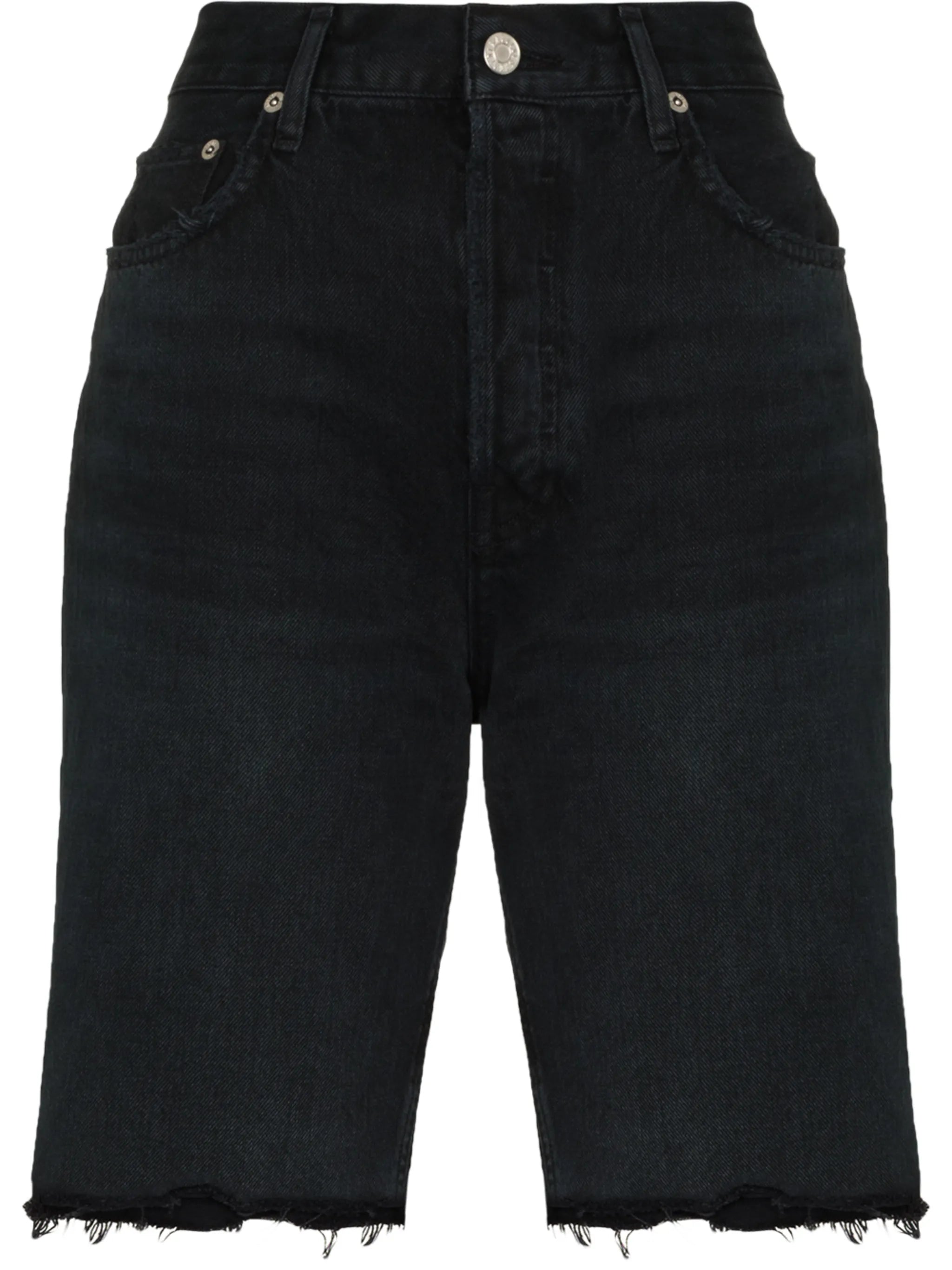 knee-length denim shorts