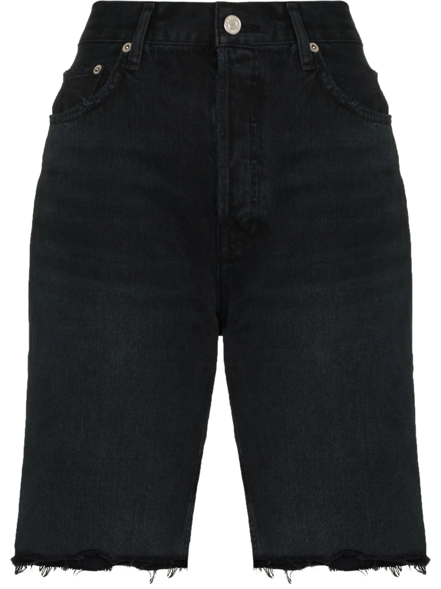 knee-length denim shorts