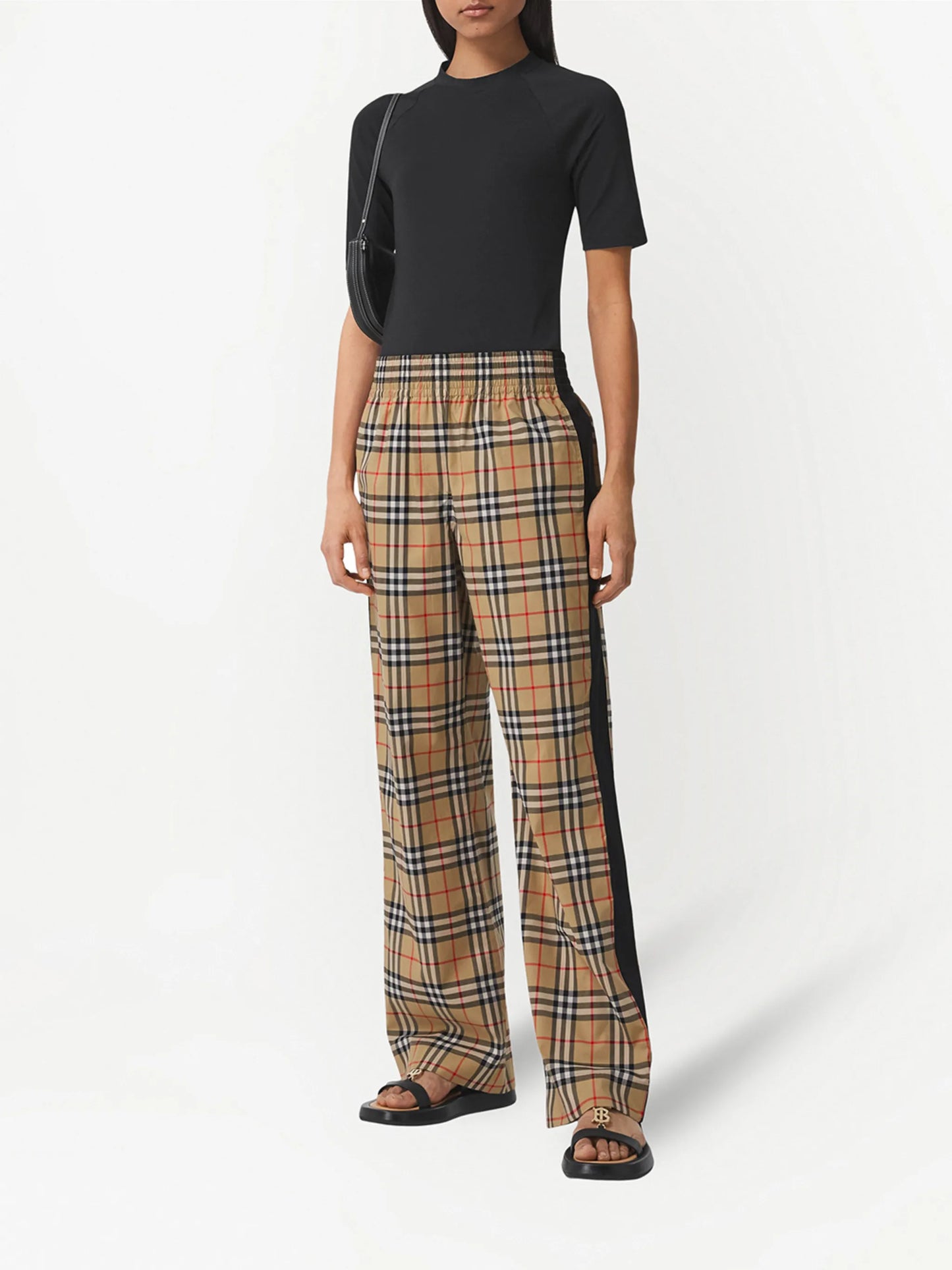 Vintage check high-waisted trousers
