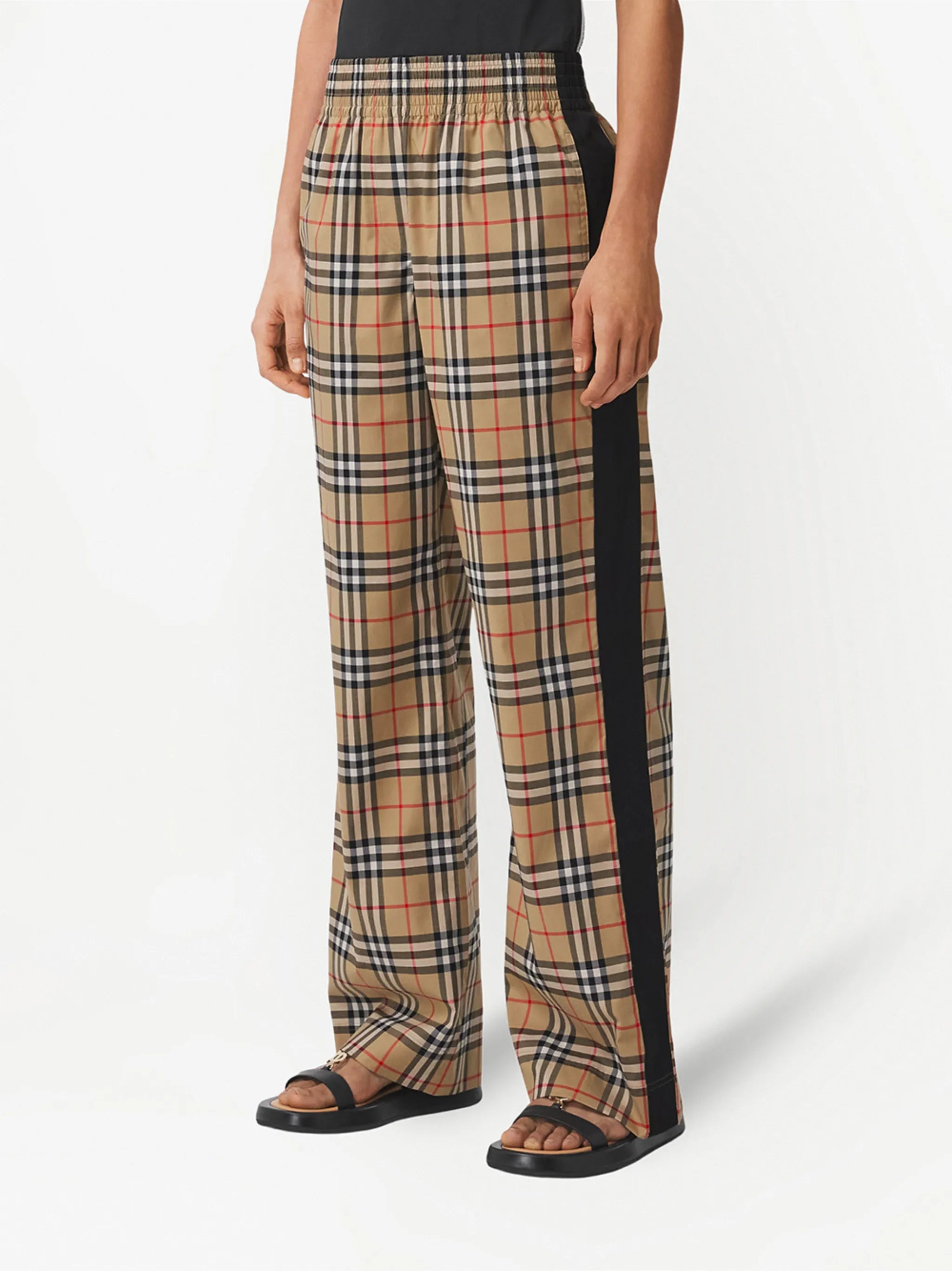 Vintage check high-waisted trousers