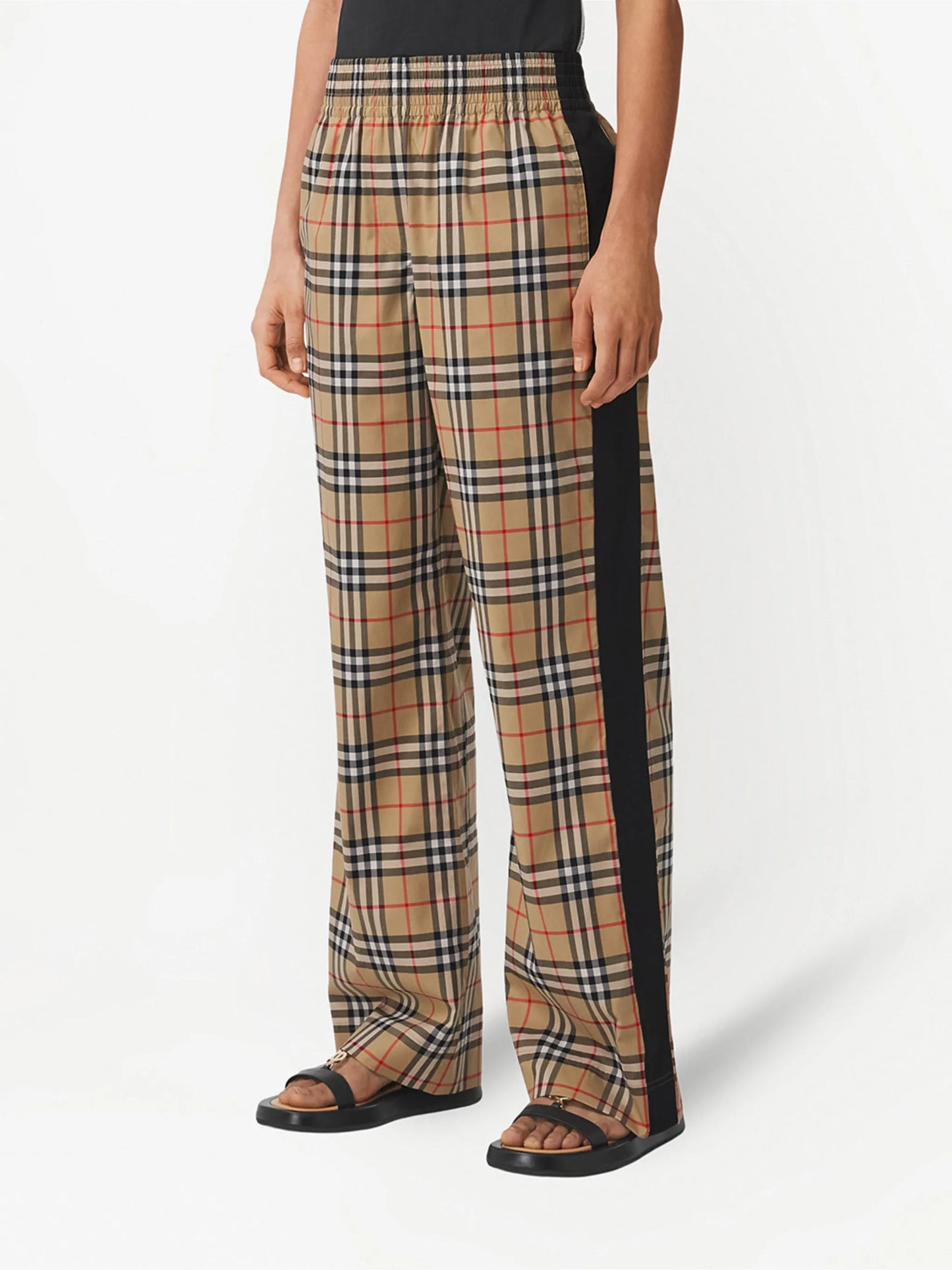 Vintage check high-waisted trousers