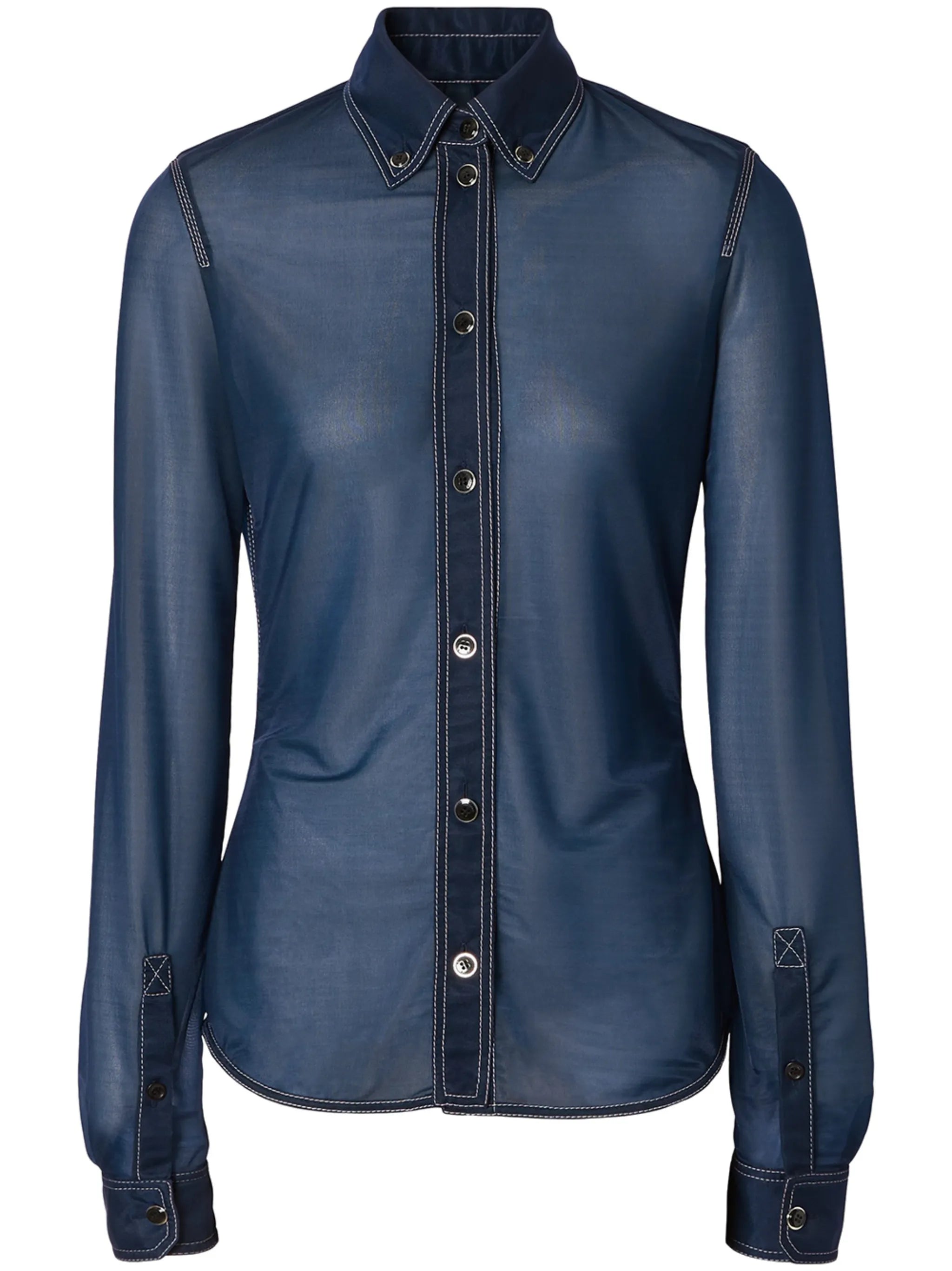 semi-sheer button-down shirt